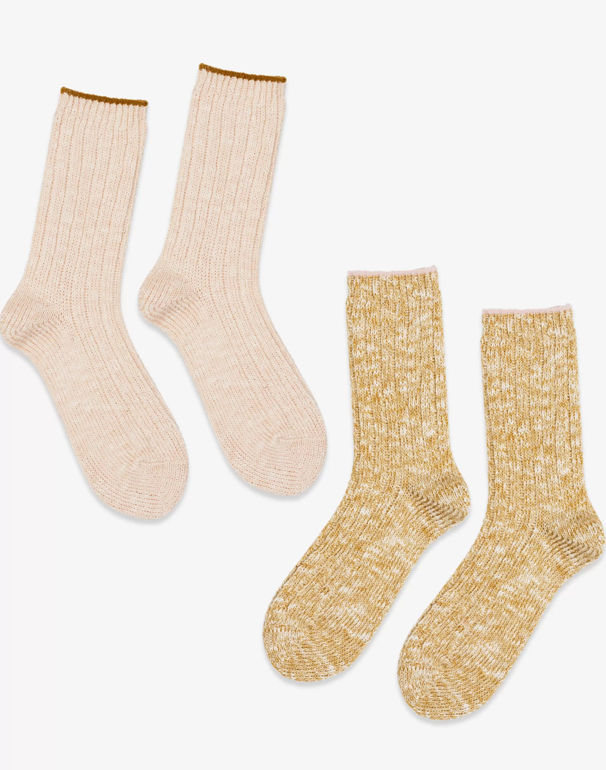 Madewell Socks>Hansel From Basel Two-Pack Utility Slub Crews Yellow Multi