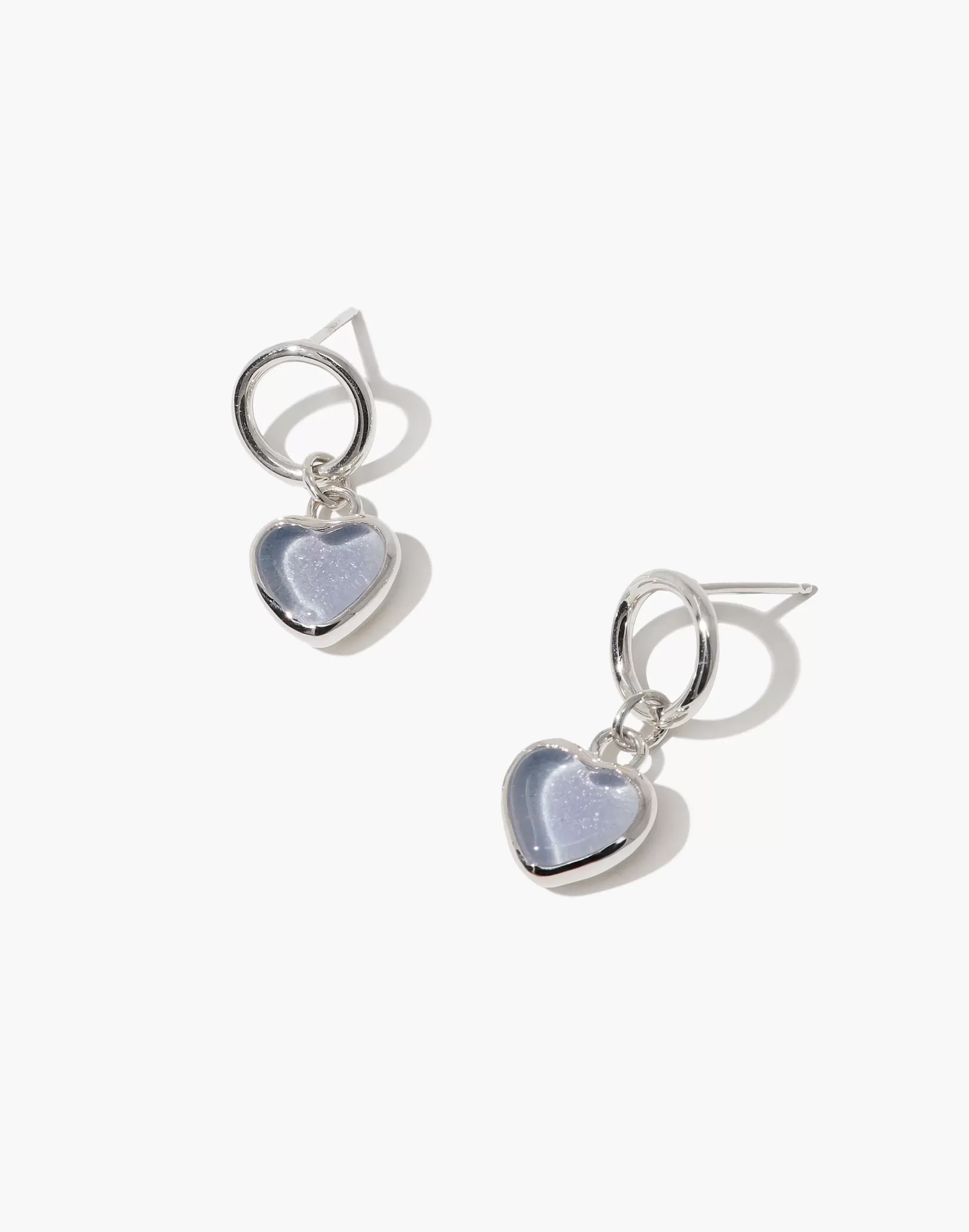 Madewell Earrings>Heart Dangling Earrings Light Blue