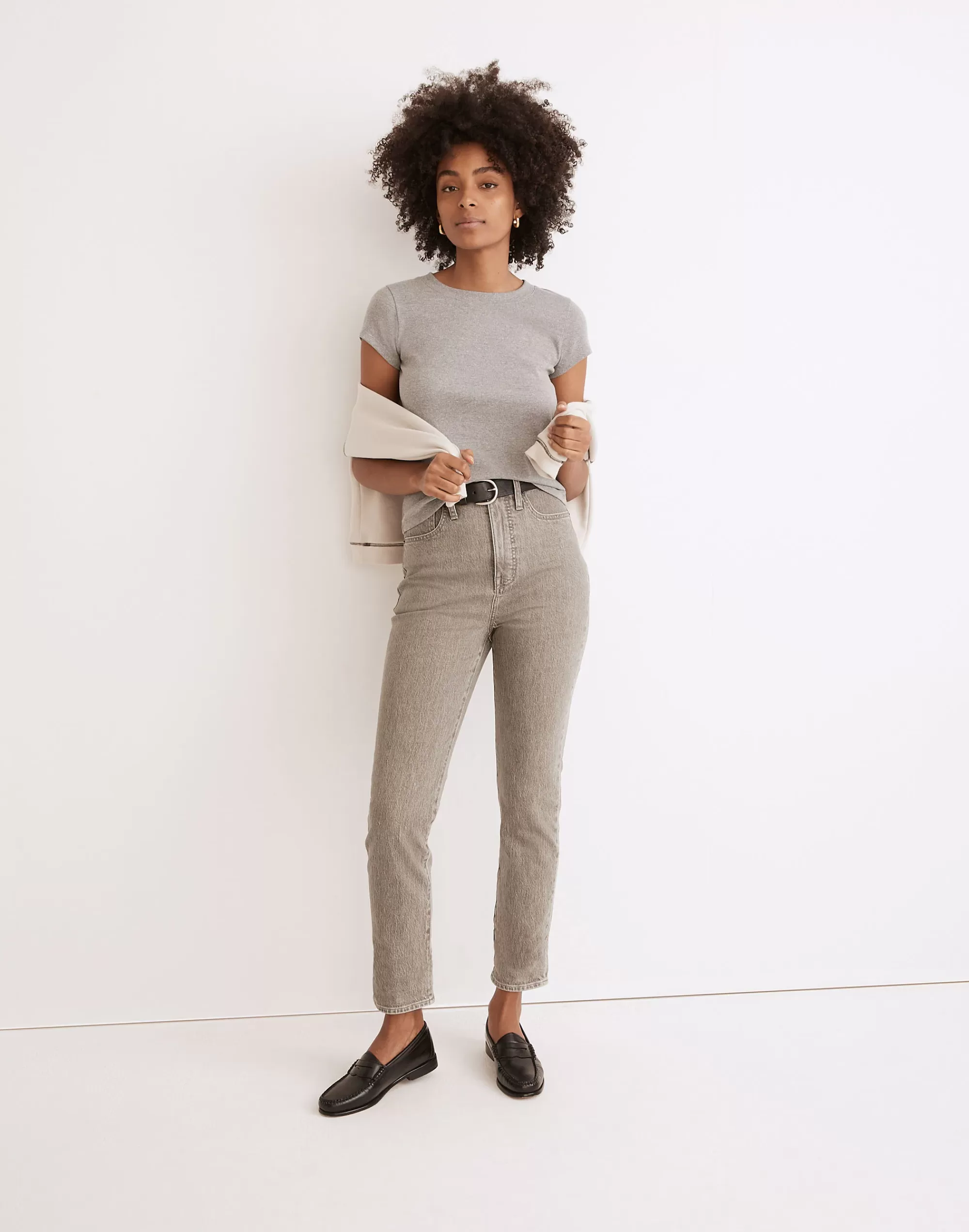 Madewell Tees>Heathered Brightside Tee Hthr Graphite