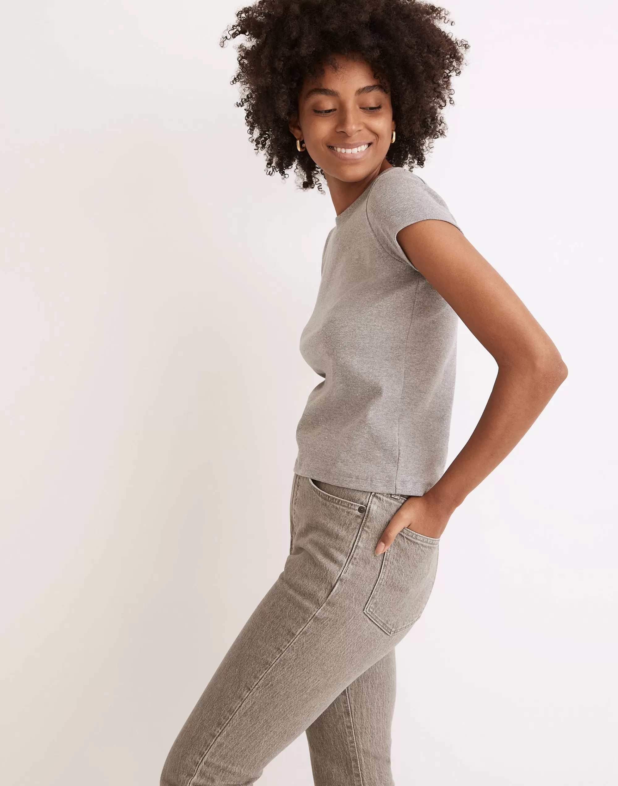 Madewell Tees>Heathered Brightside Tee Hthr Graphite