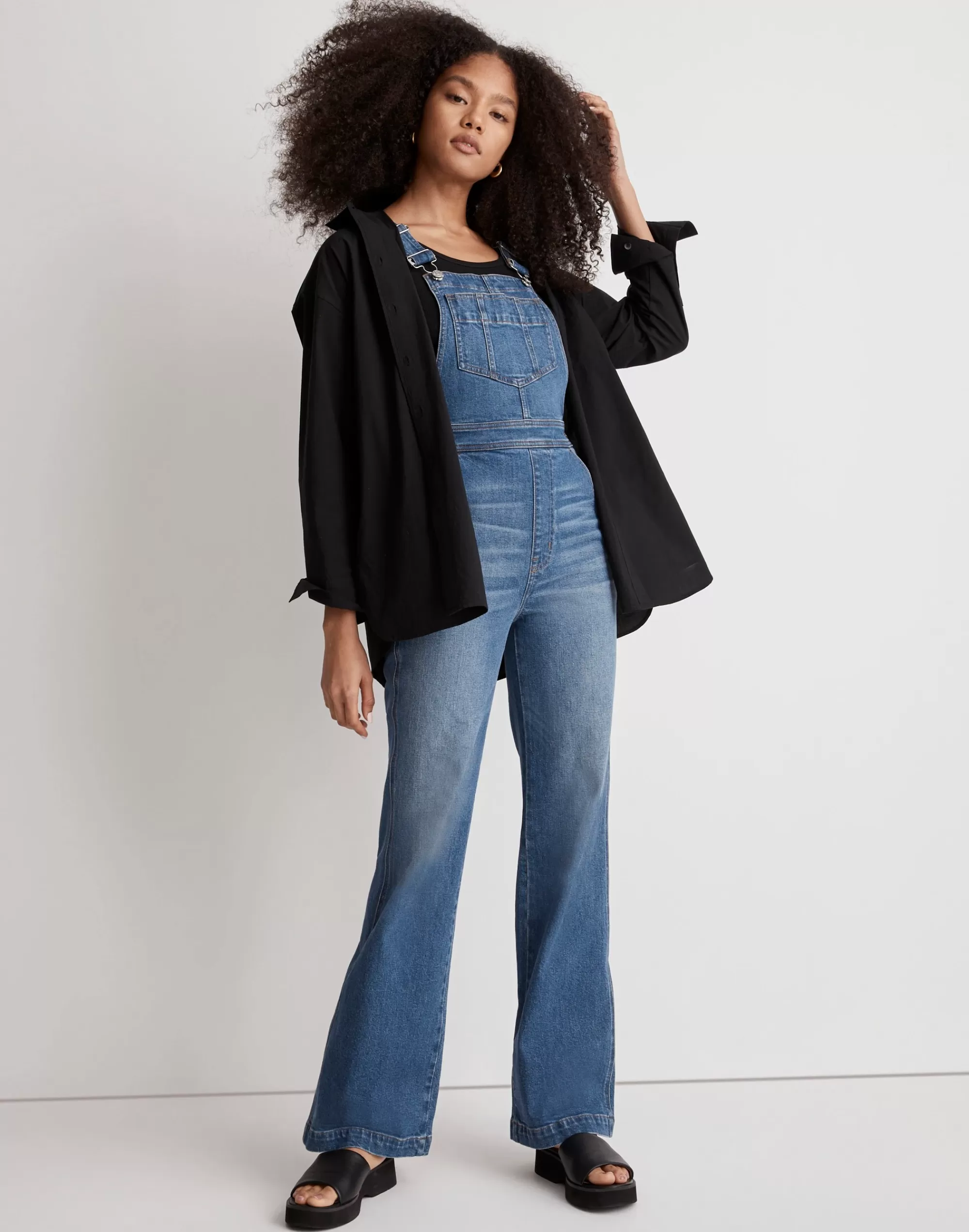 Madewell Denim Overalls & Jumpsuits>High-Rise Loose Flare Overalls In Demott Wash