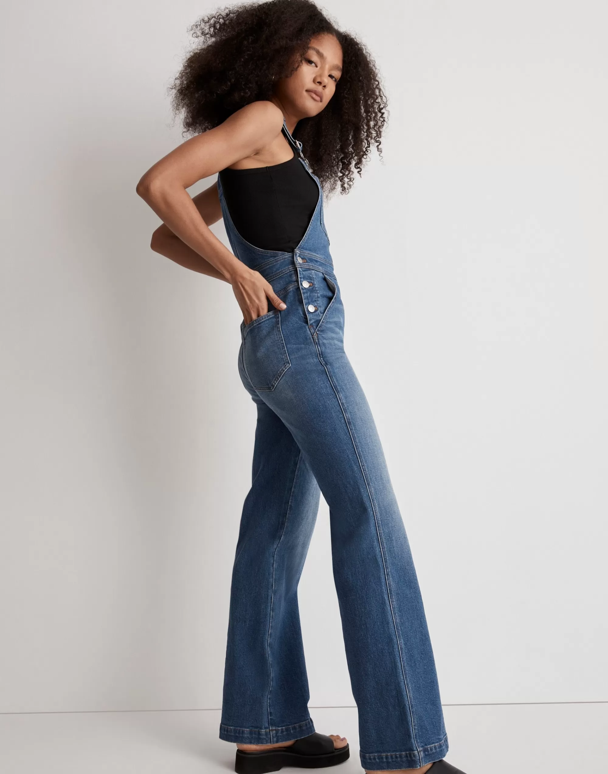 Madewell Denim Overalls & Jumpsuits>High-Rise Loose Flare Overalls In Demott Wash