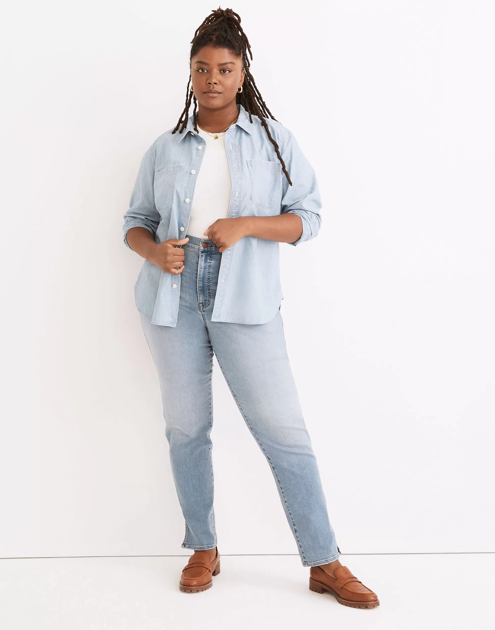 Madewell Straight-Leg Jeans>High-Rise Slim Straight Jeans In : Slit-Hem Edition Stillwood Wash