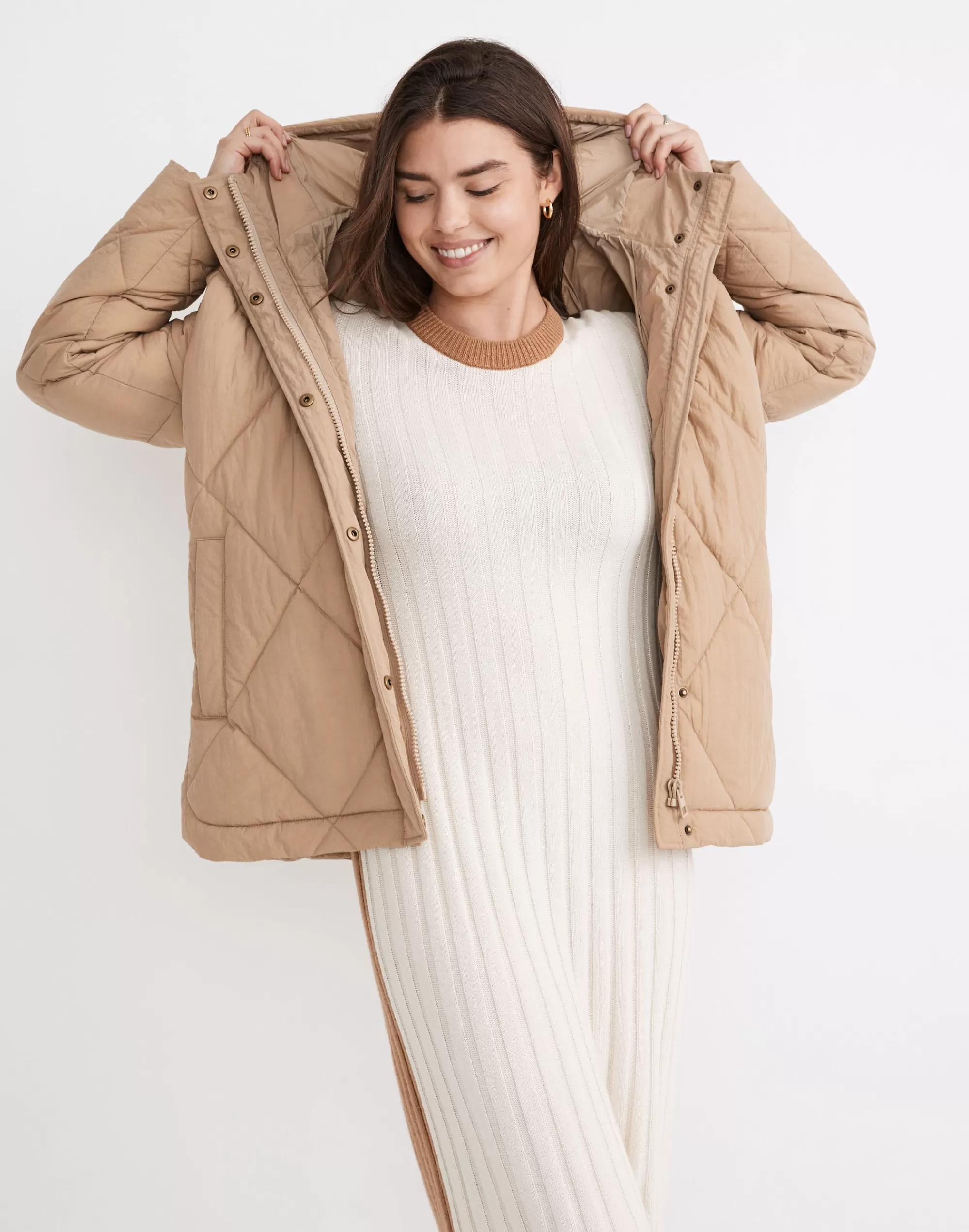 Madewell Jackets>Holland Quilted Puffer Parka Toasted Sesame