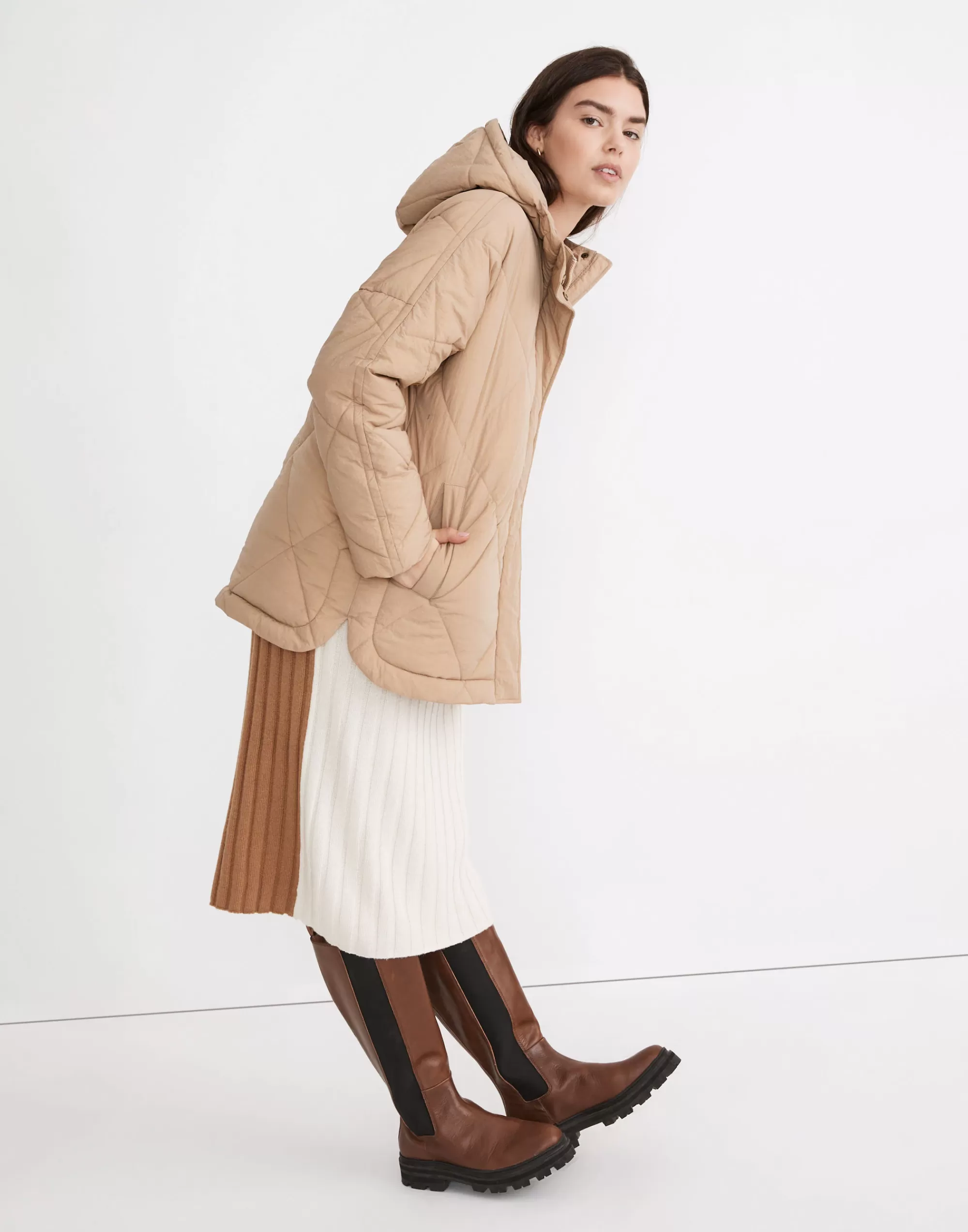 Madewell Jackets>Holland Quilted Puffer Parka Toasted Sesame