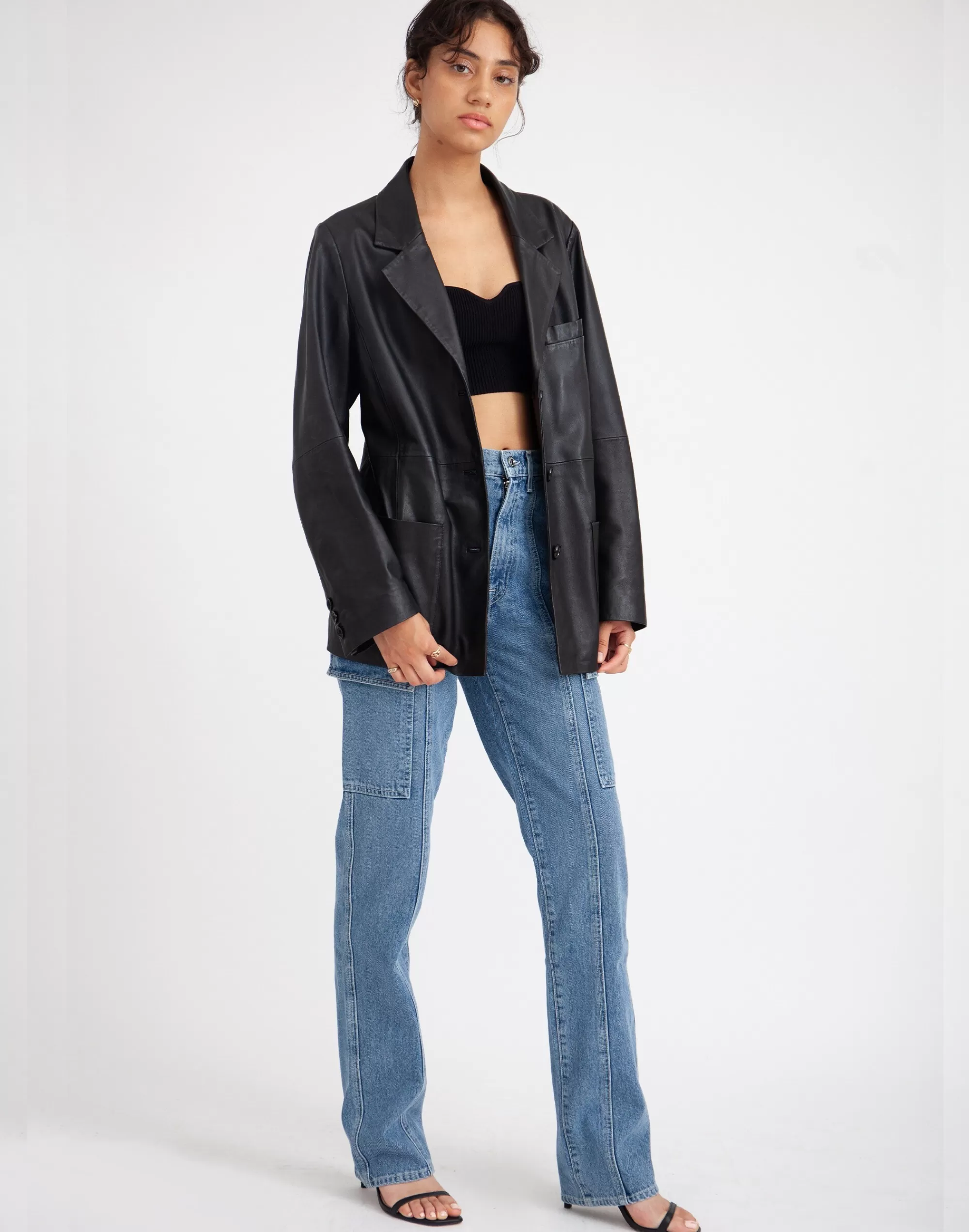 Madewell Jackets>Hyer Goods Deadstock Leather Blazer Black