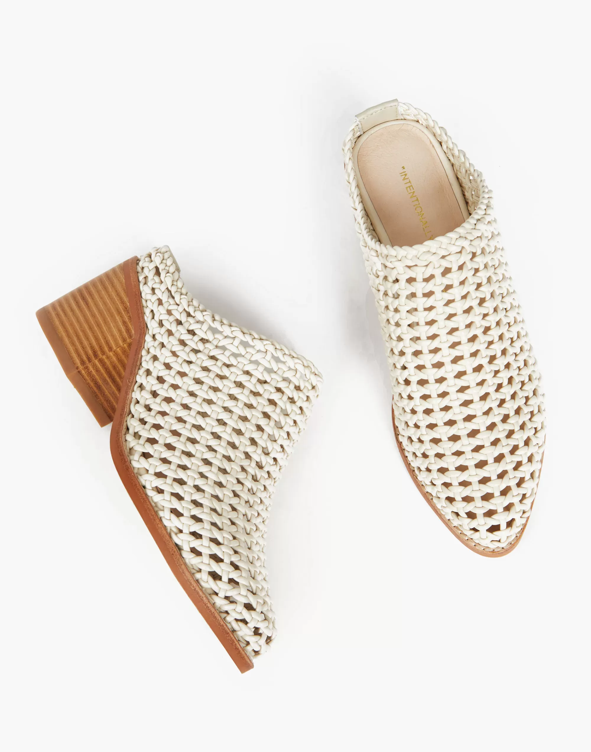 Madewell Flats>Intentionally Blank Caps Basket Mules White