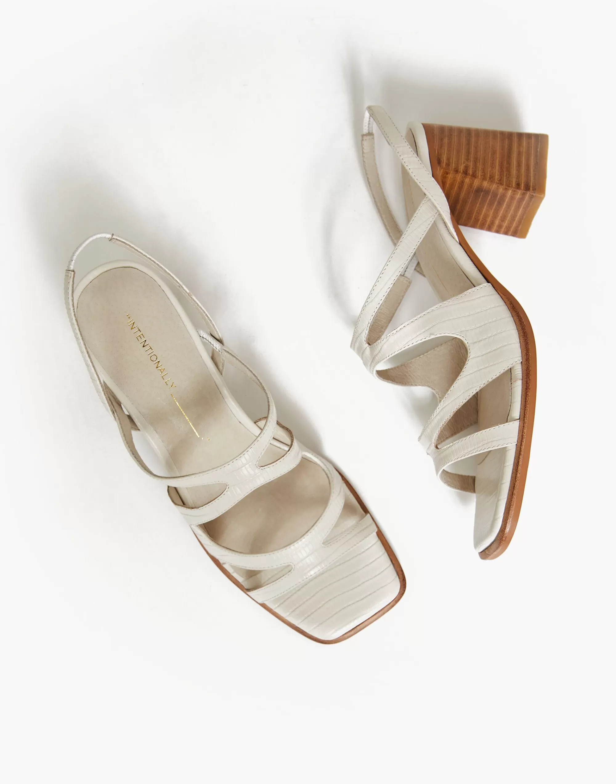 Madewell Heels>Intentionally Blank Leather If Sandals In Cream Neutral