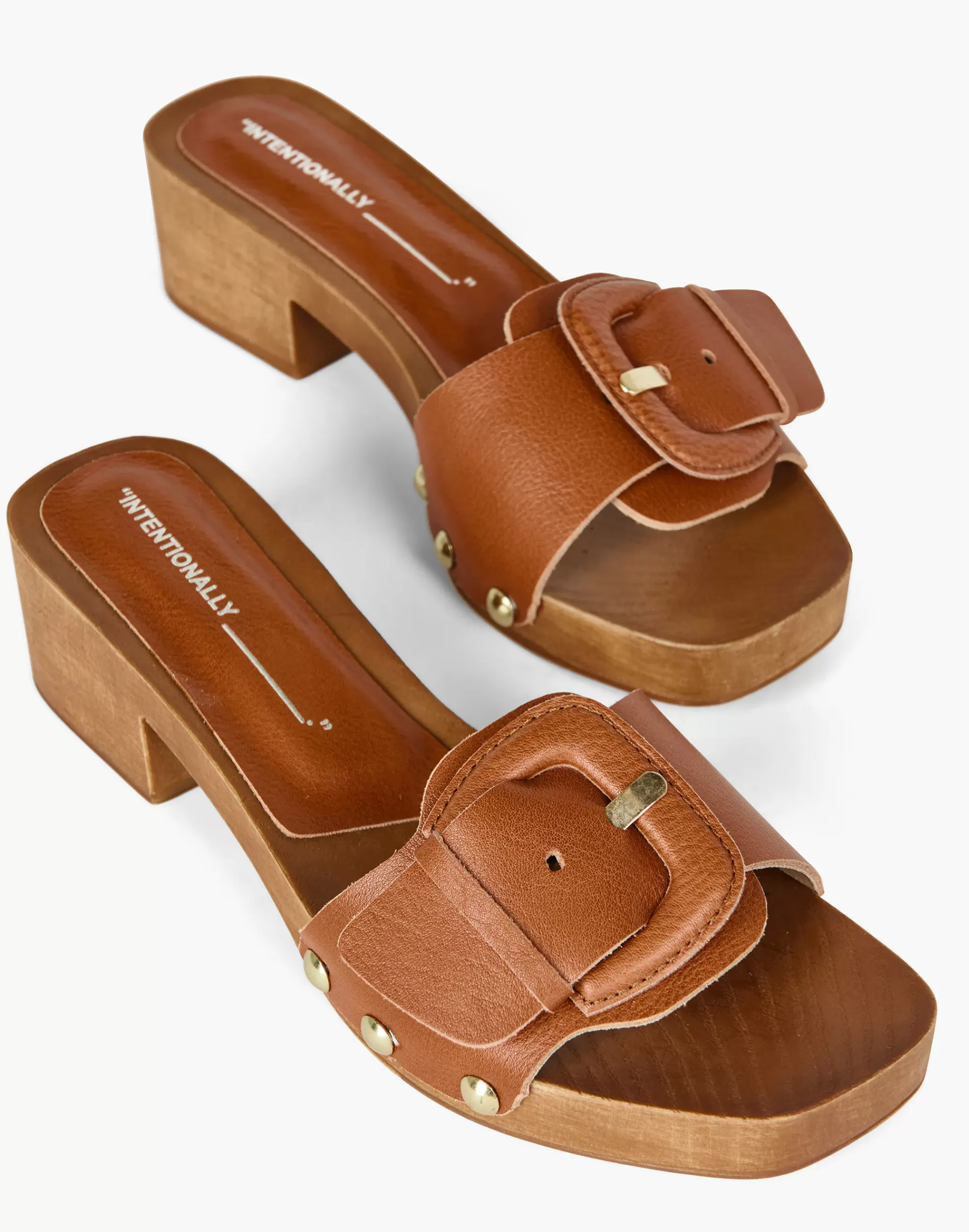 Madewell Flats>Intentionally Blank Leather Mar Mules Sandals Russet