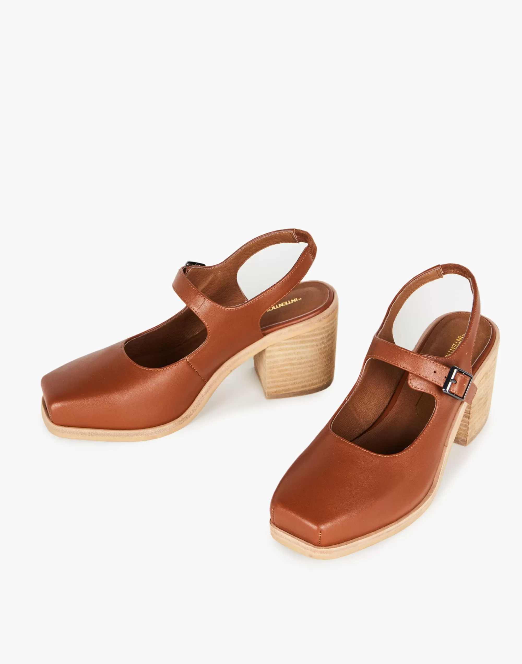 Madewell Heels>Intentionally Blank Leather Office Mary Jane Slingbacks In Cognac Caramel