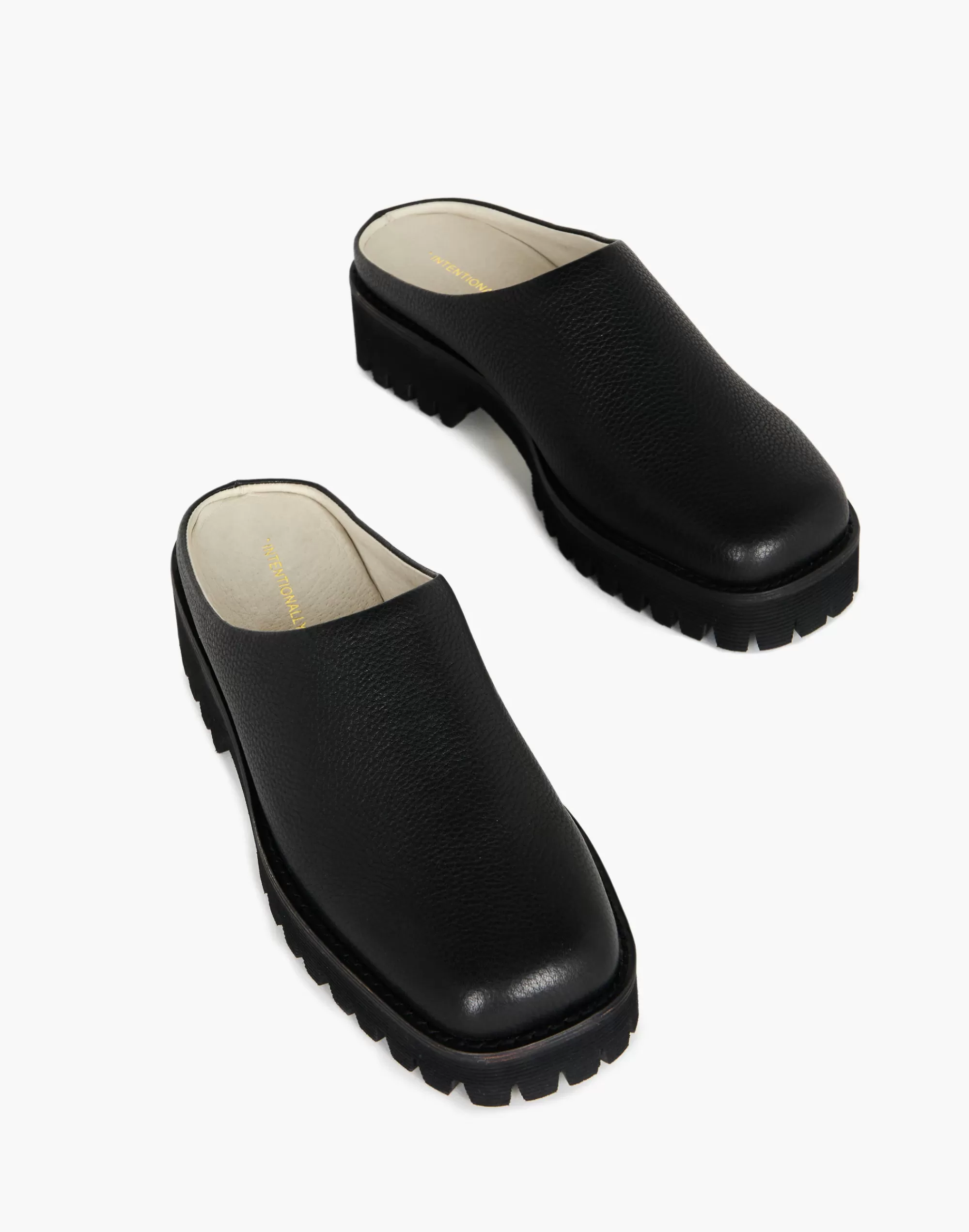 Madewell Flats>Intentionally Blank Leather Rise Up Mules Black