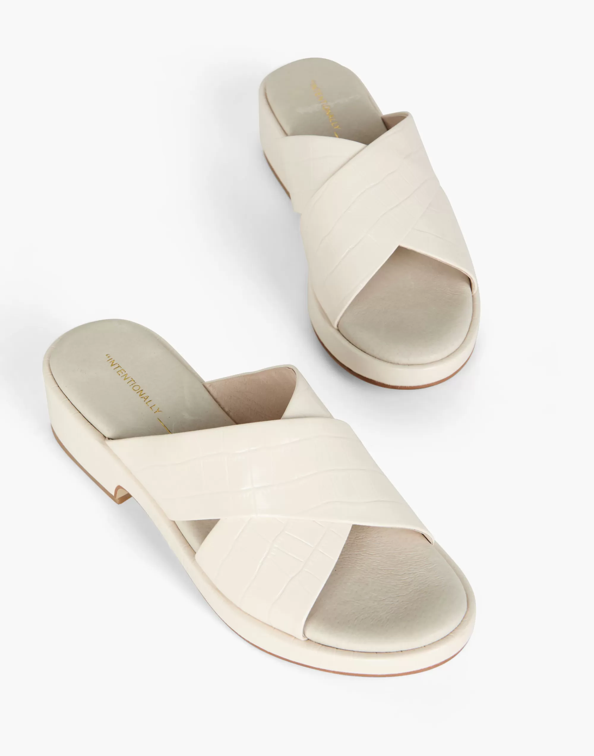 Madewell Sandals>Intentionally Blank Leather Vonda Slide Sandals Cream