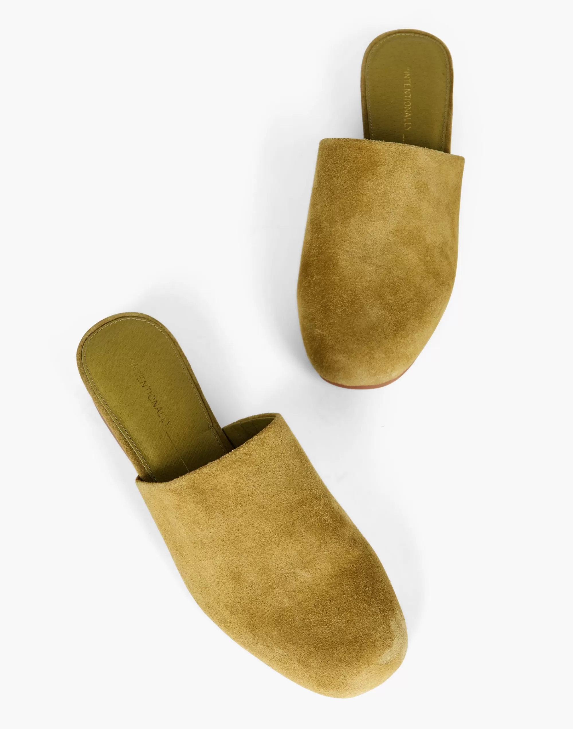 Madewell Flats>Intentionally Blank Suede Touch Mules Mustard