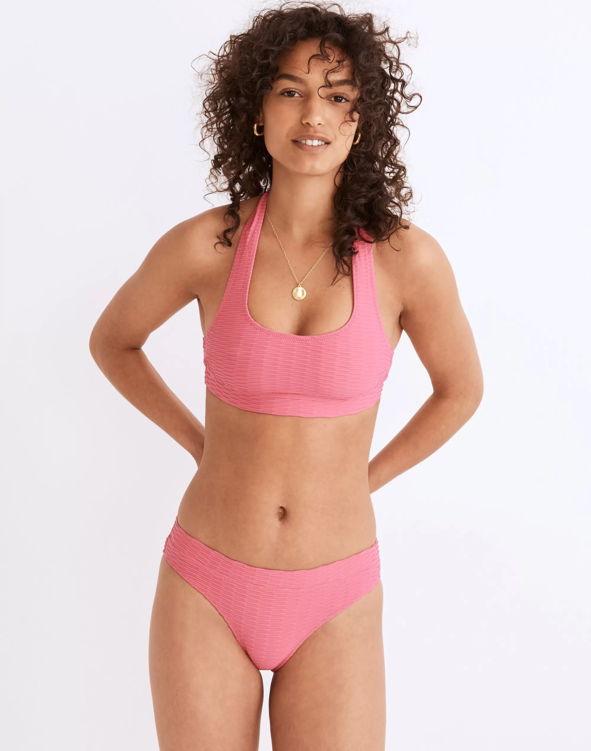 Madewell Swim>Jacquard Reagan Halter Bikini Top Strawberry