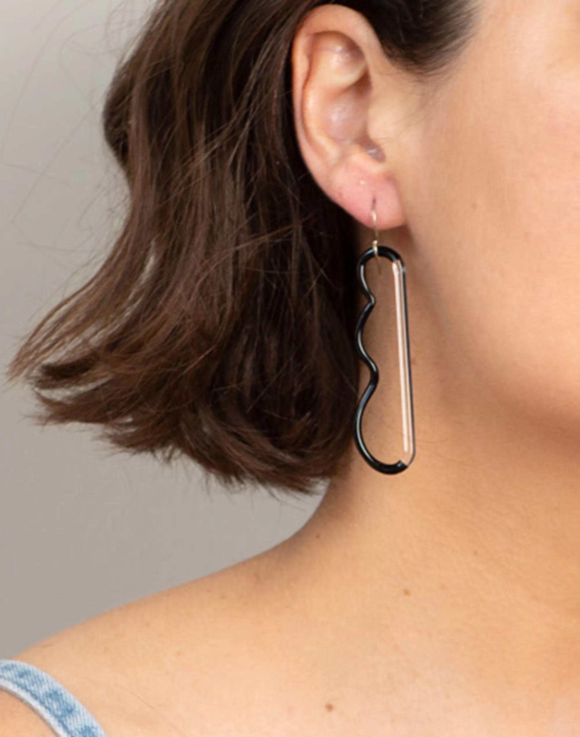 Madewell Earrings>Jane D'Arensbourg Wave And Clear Glass Earrings Black