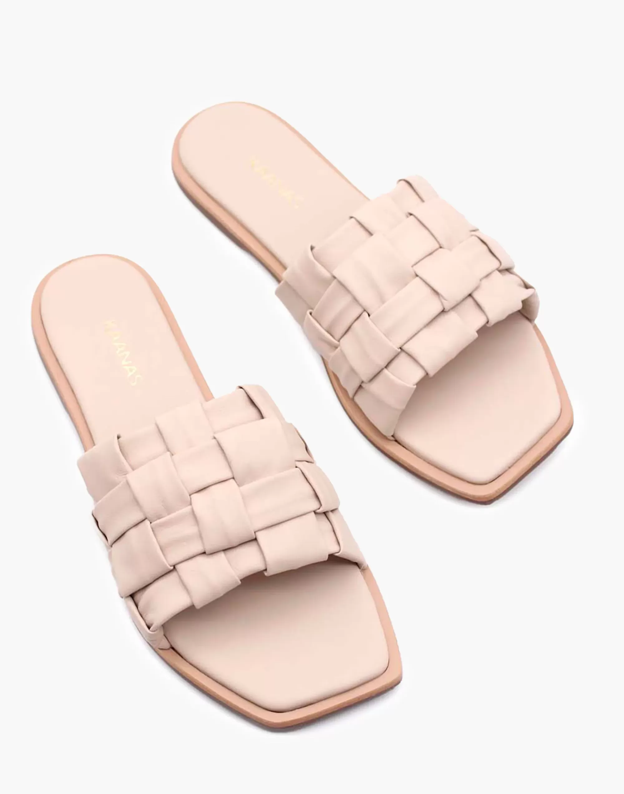 Madewell Sandals>Kaanas Belinha Basketweave Allover Leather Slide Off White