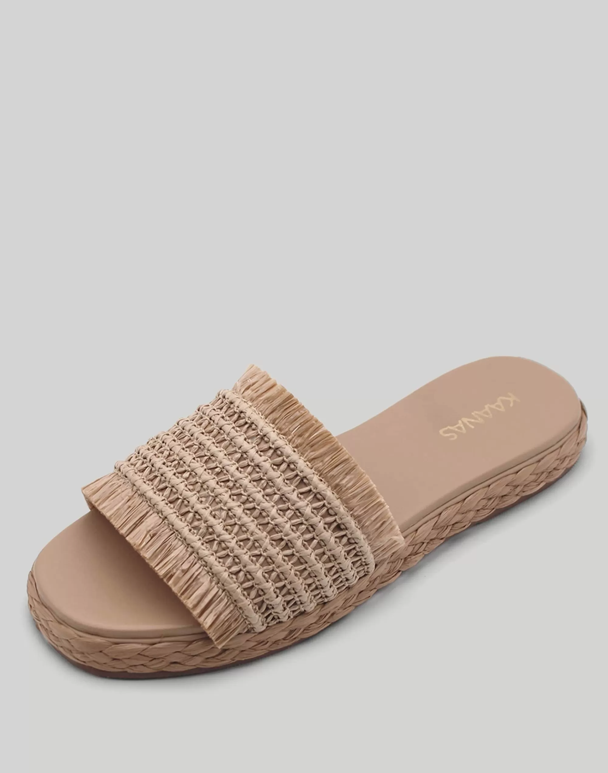 Madewell Sandals>Kaanas Conchal Frayed Raffia Flatform Slide Natural