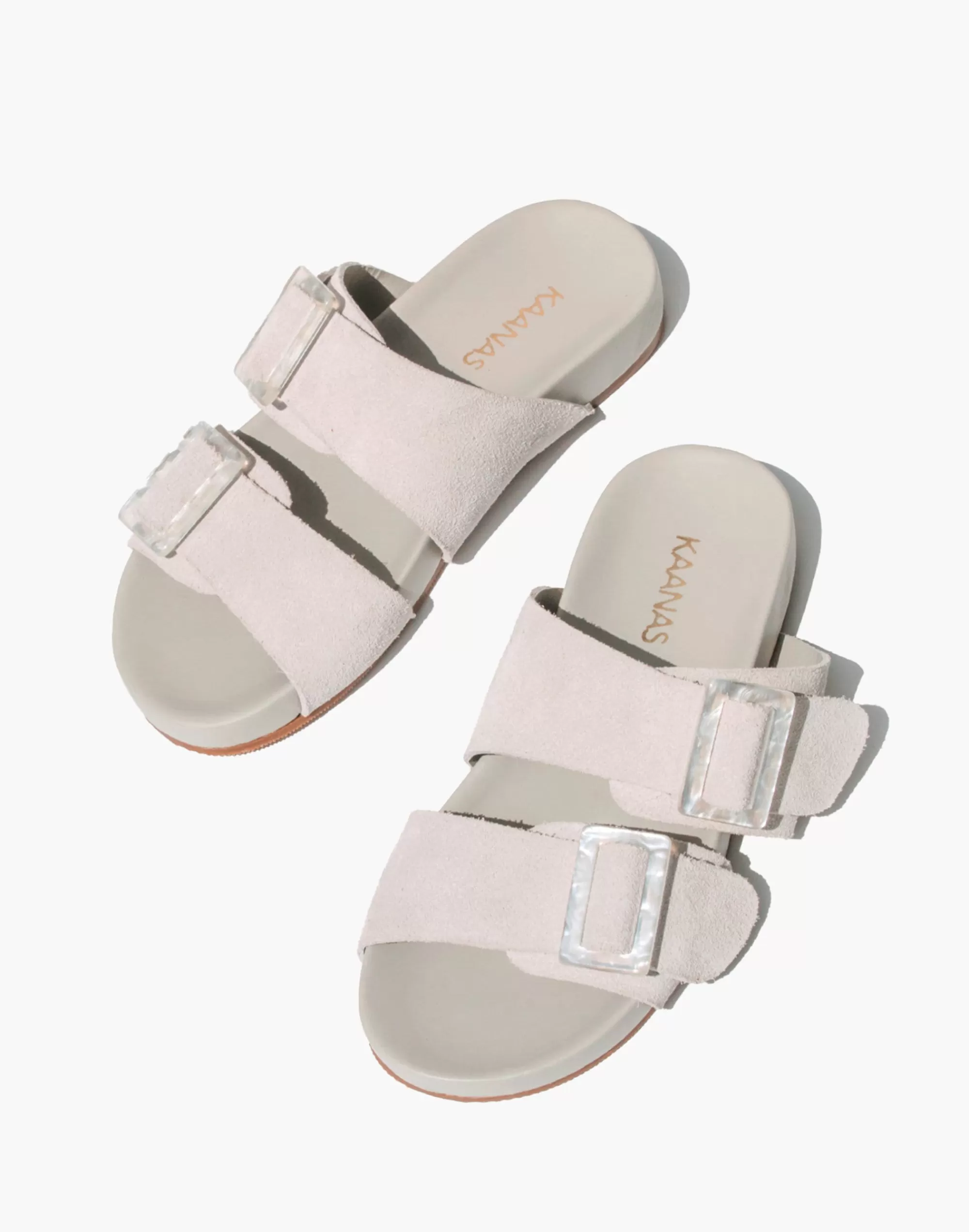 Madewell Sandals>Kaanas Kuala Suede Pool Slide W. Buckles Grey