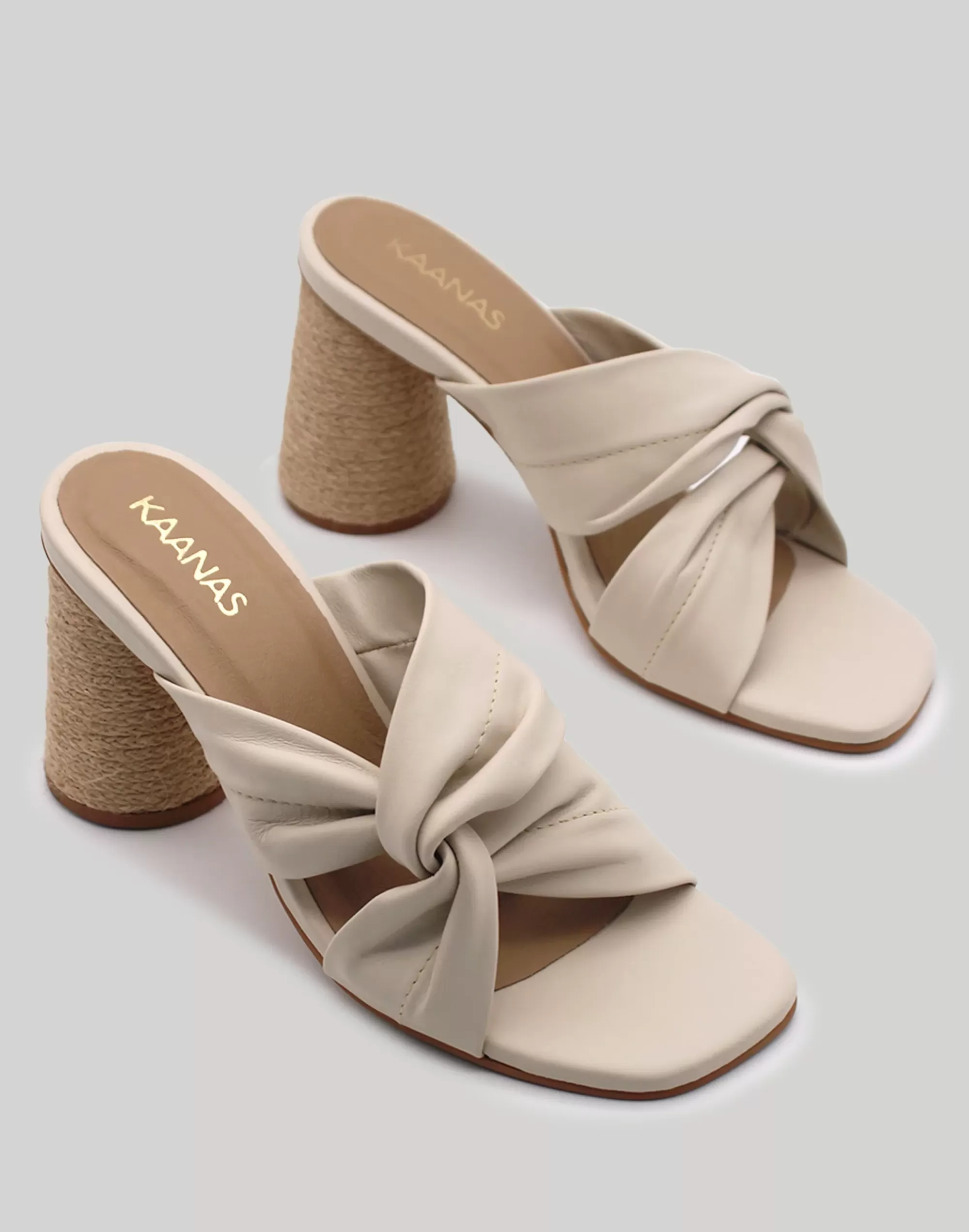 Madewell Sandals>Kaanas Naranjo Leather Wrap Heel With Yute Off White