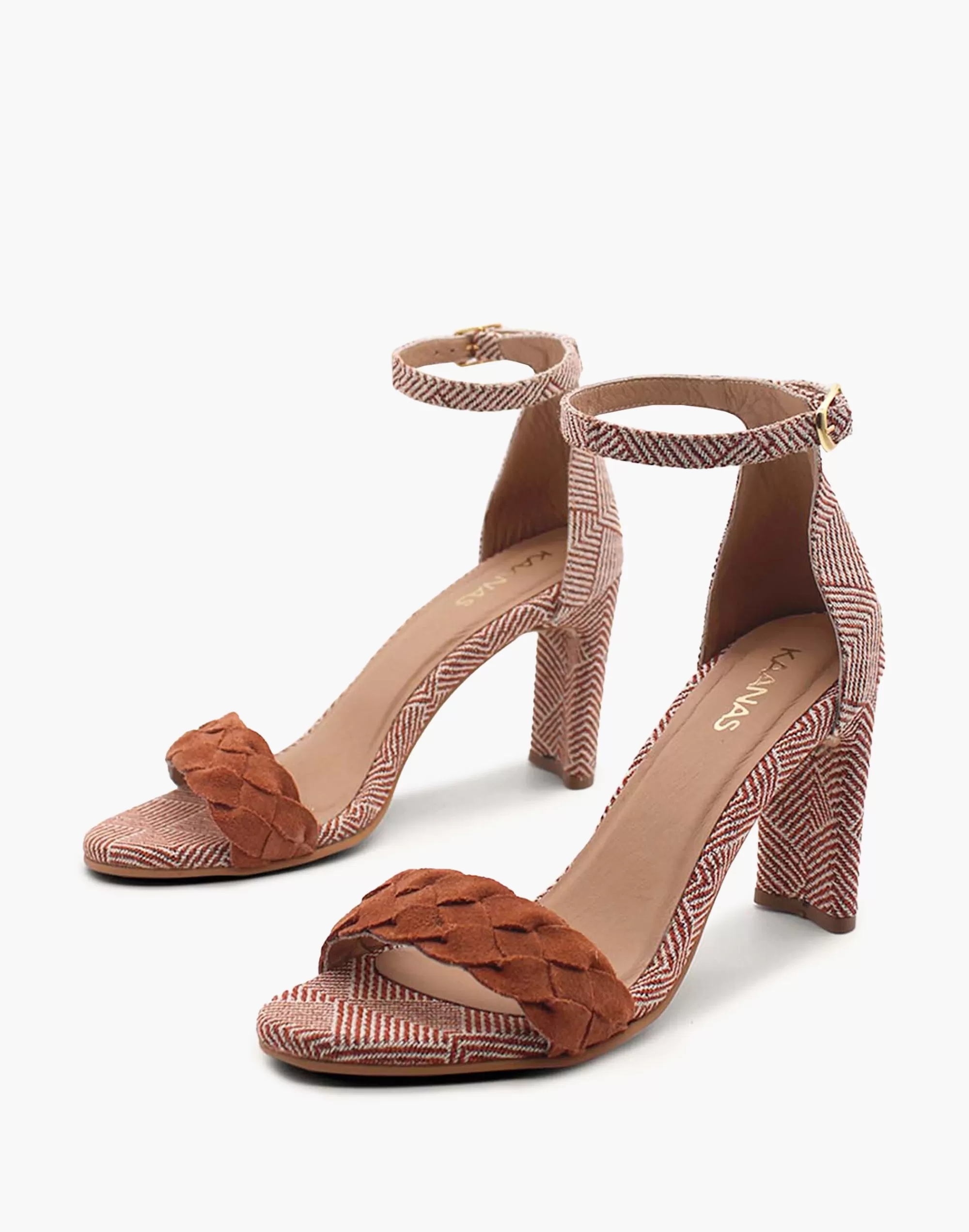 Madewell Heels>Kaanas Ordu Suede Braid Heel With Ankle Strap Orange Multi