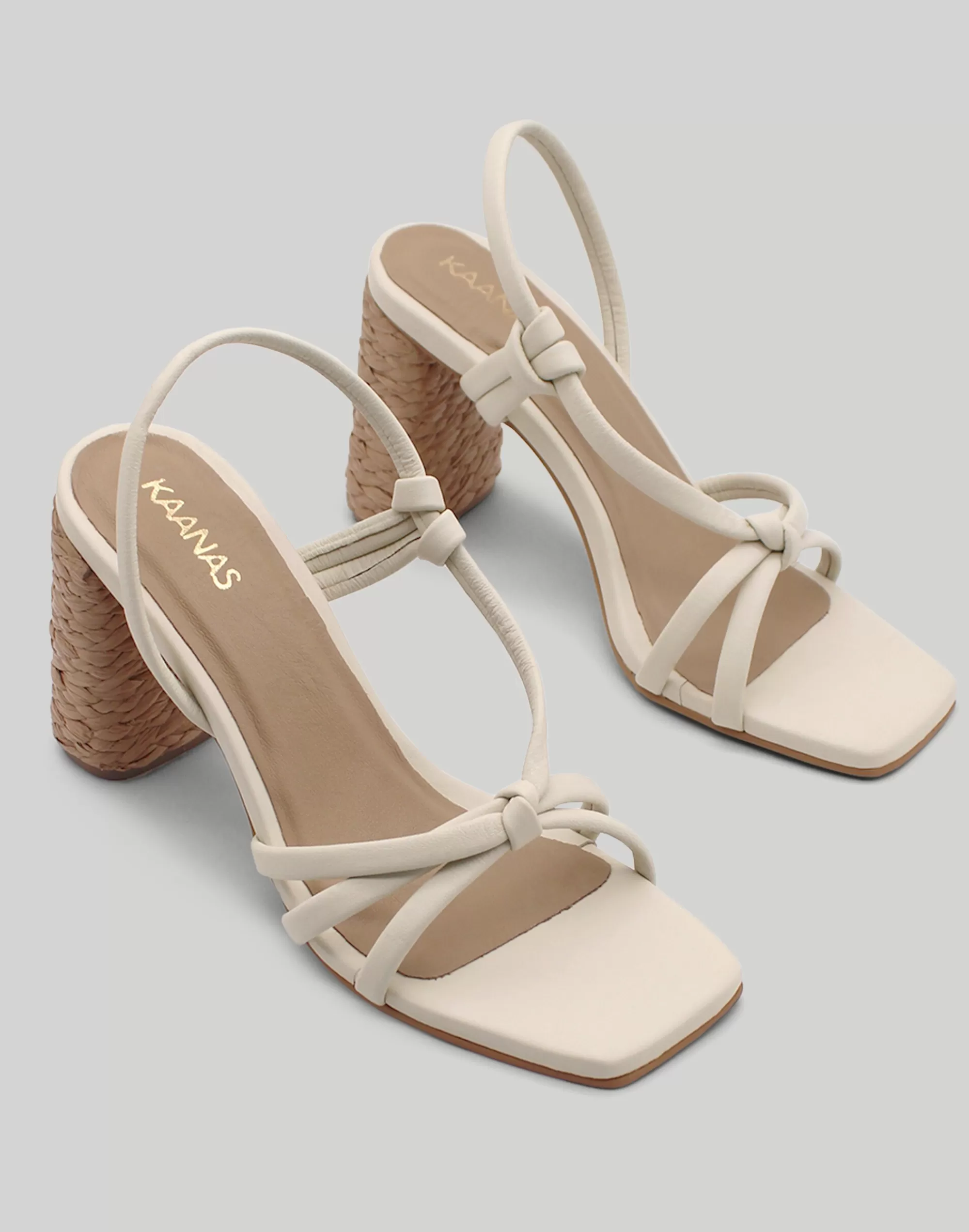 Madewell Sandals>Kaanas San Jose Strappy Raffia Heel Ivory White