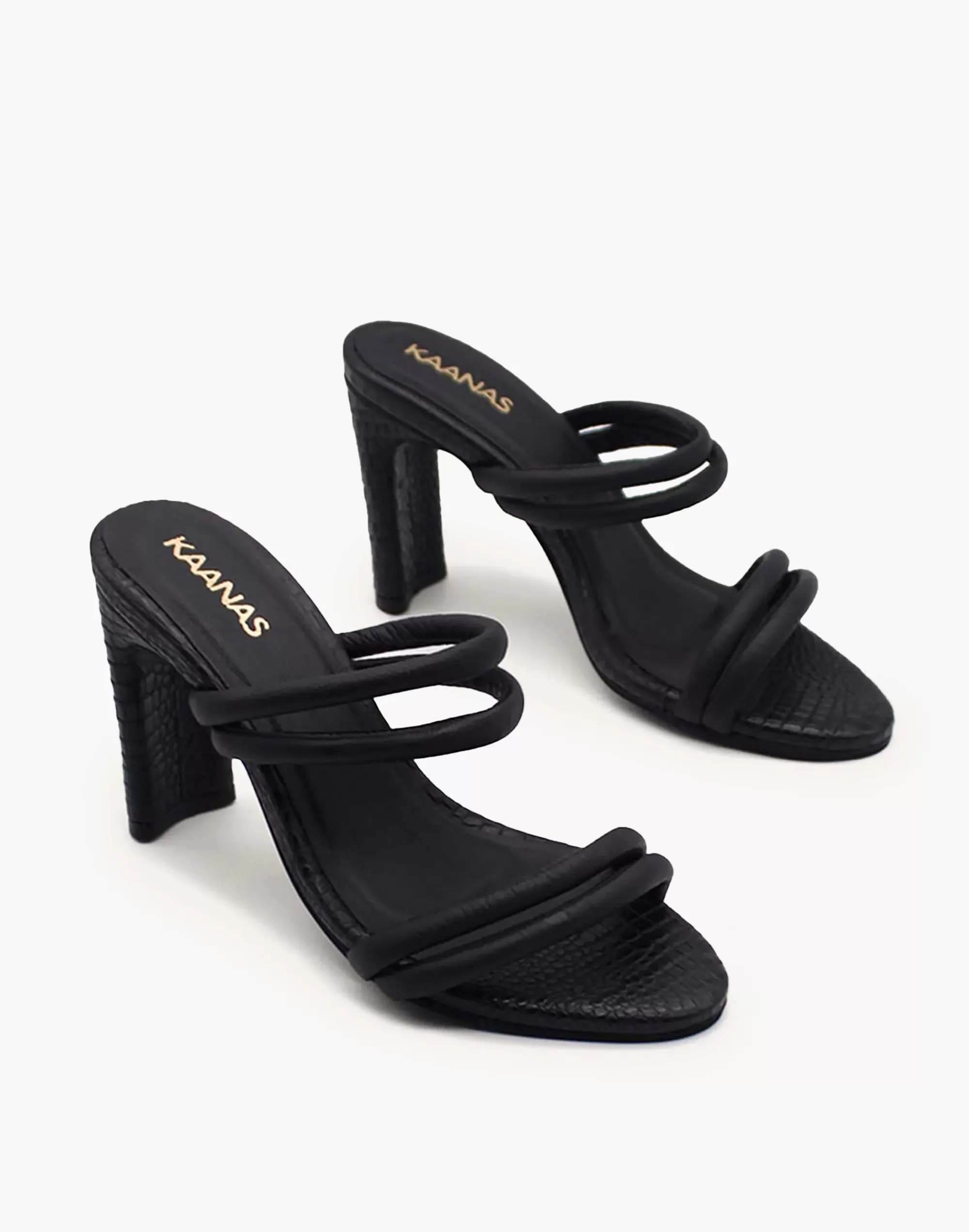 Madewell Sandals>Kaanas Saratov Textured Double Band Sandal With Contrast Heel Black