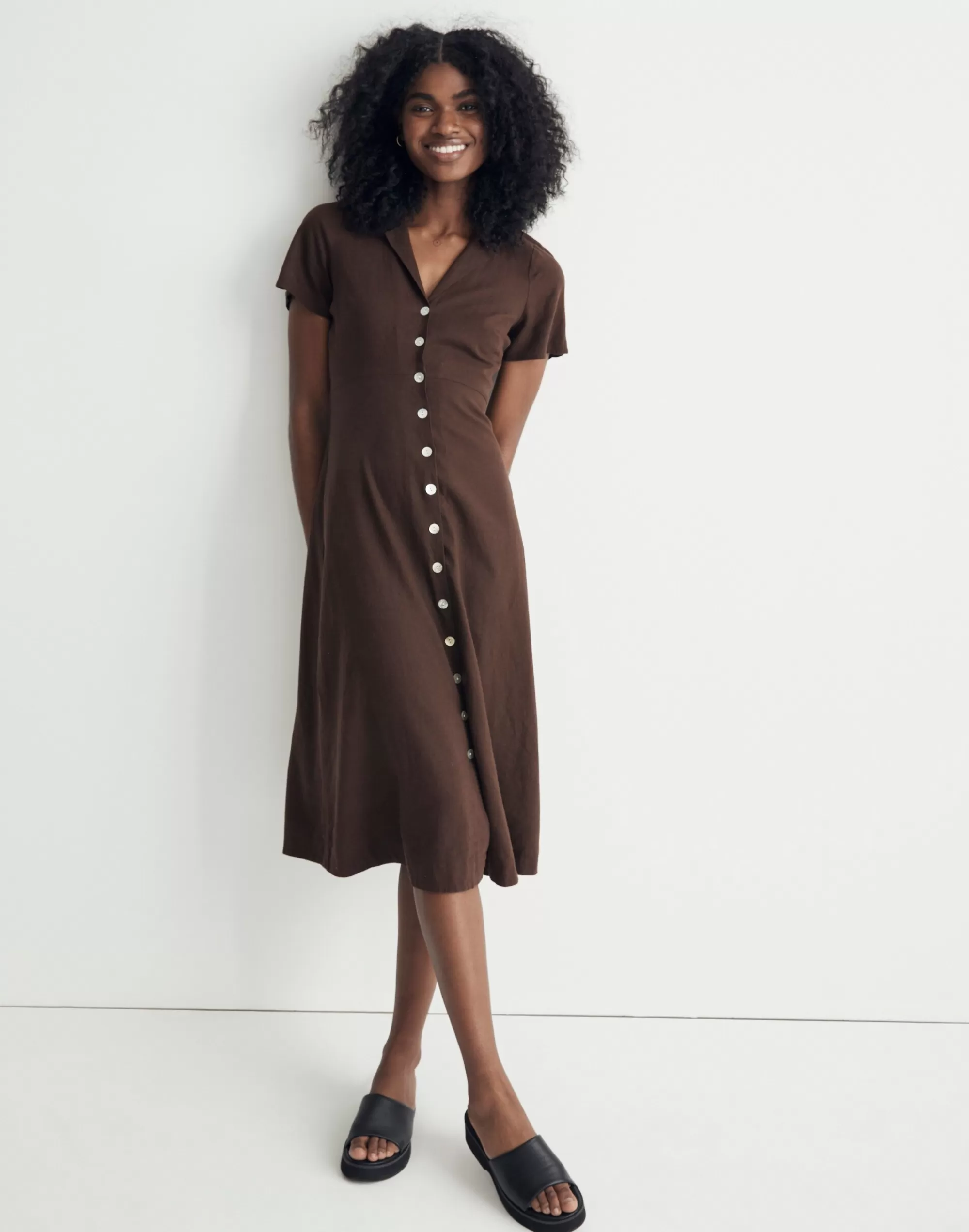 Madewell Dresses>Kacie Midi Shirtdress Dark Coffee