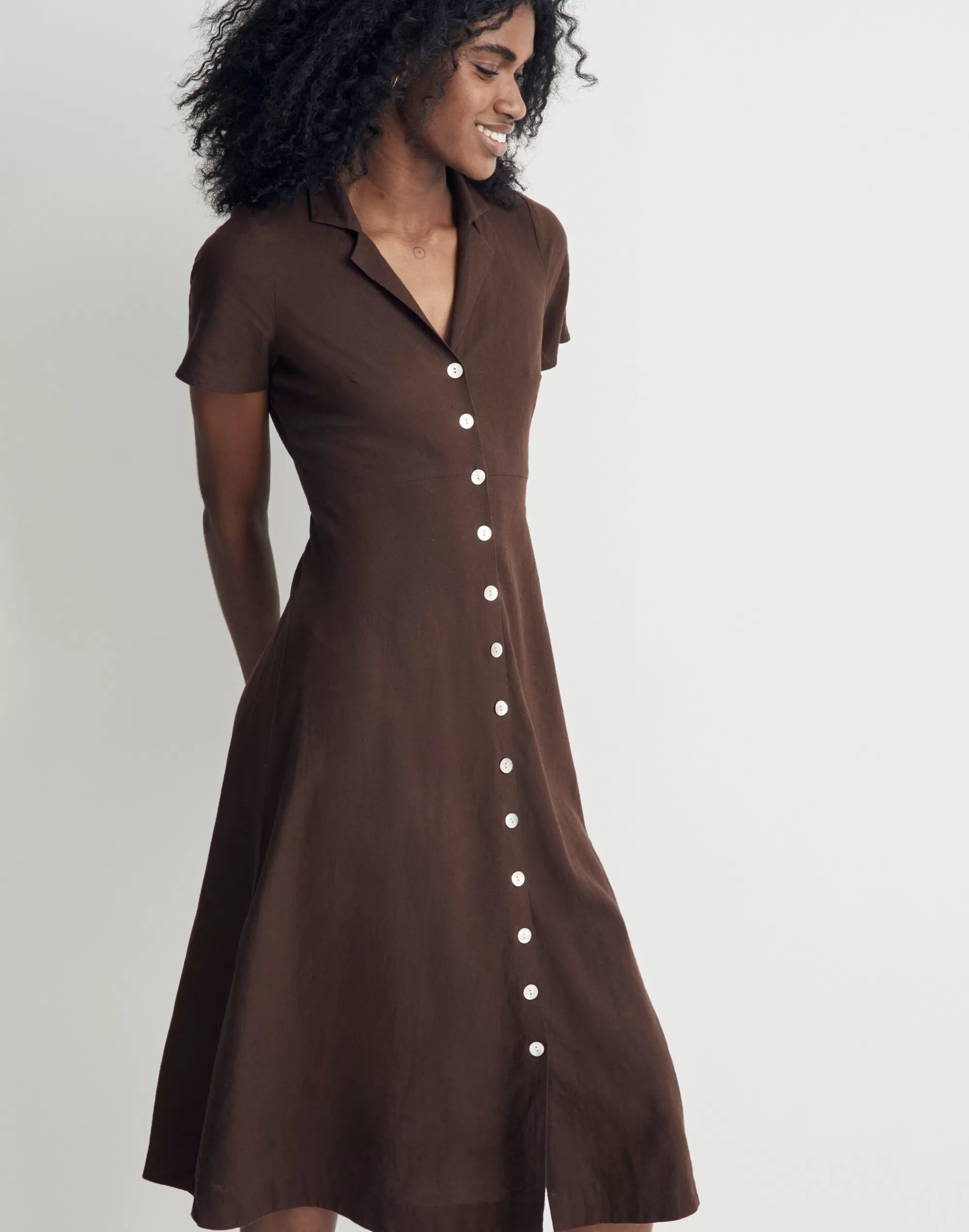 Madewell Dresses>Kacie Midi Shirtdress Dark Coffee