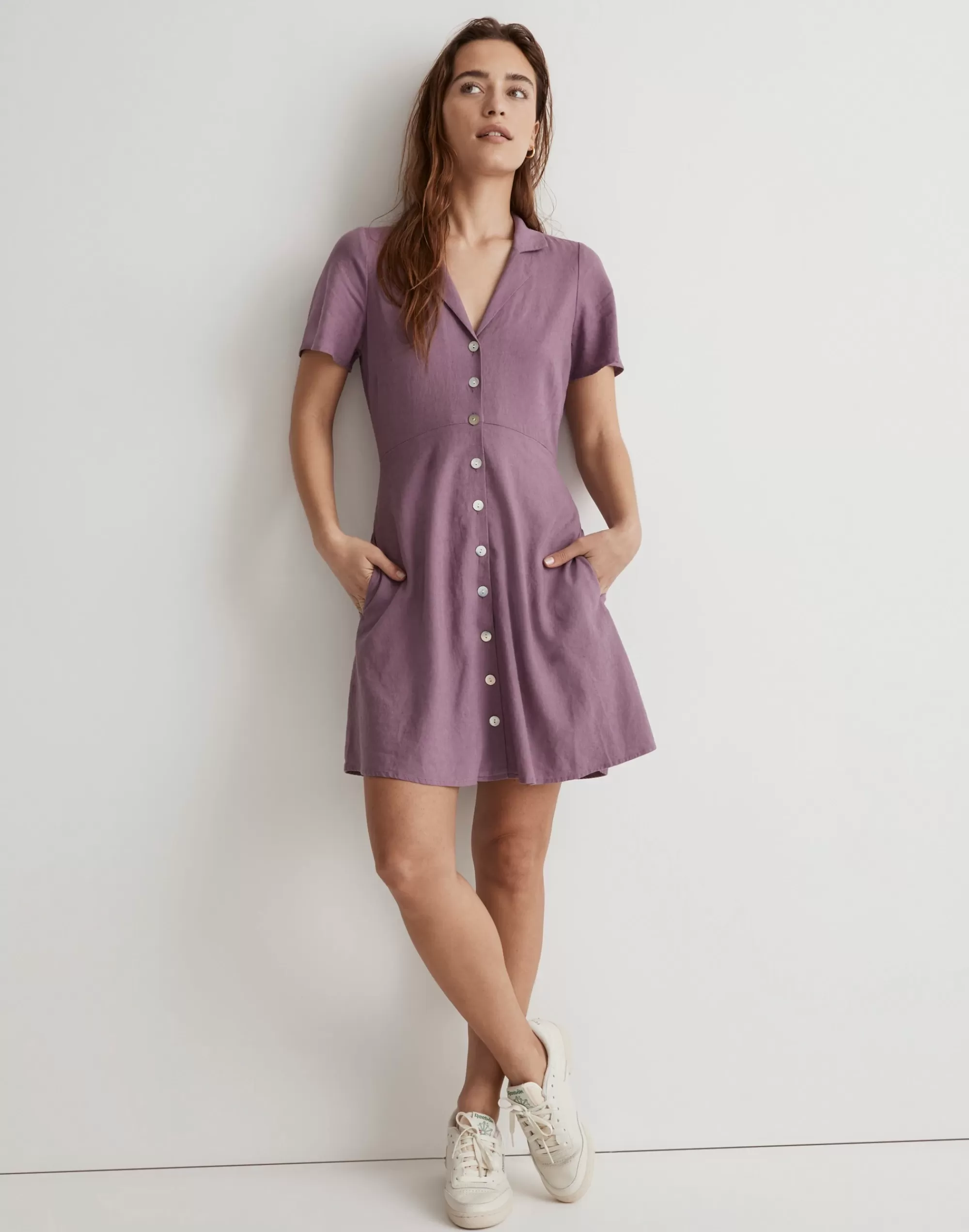 Madewell Dresses>Kacie Mini Shirtdress Antique Purple