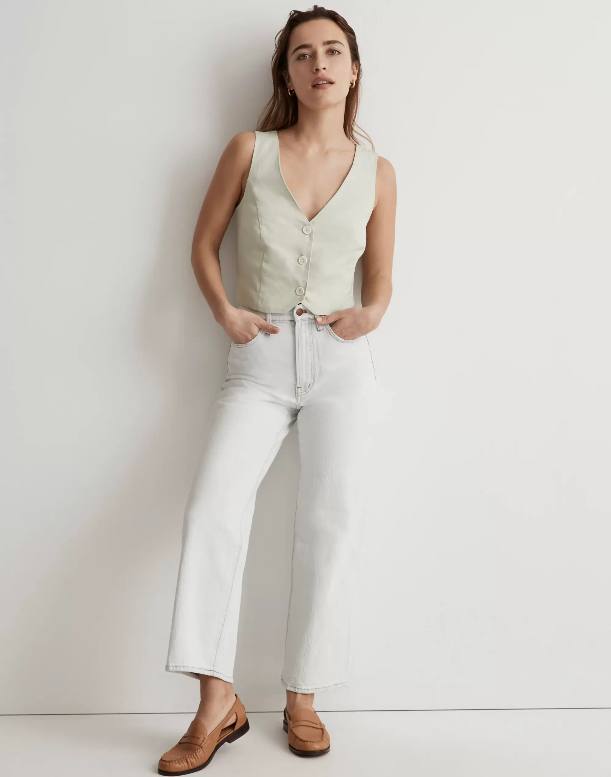 Madewell Suits>Katrina Crop Vest Top Green Opal