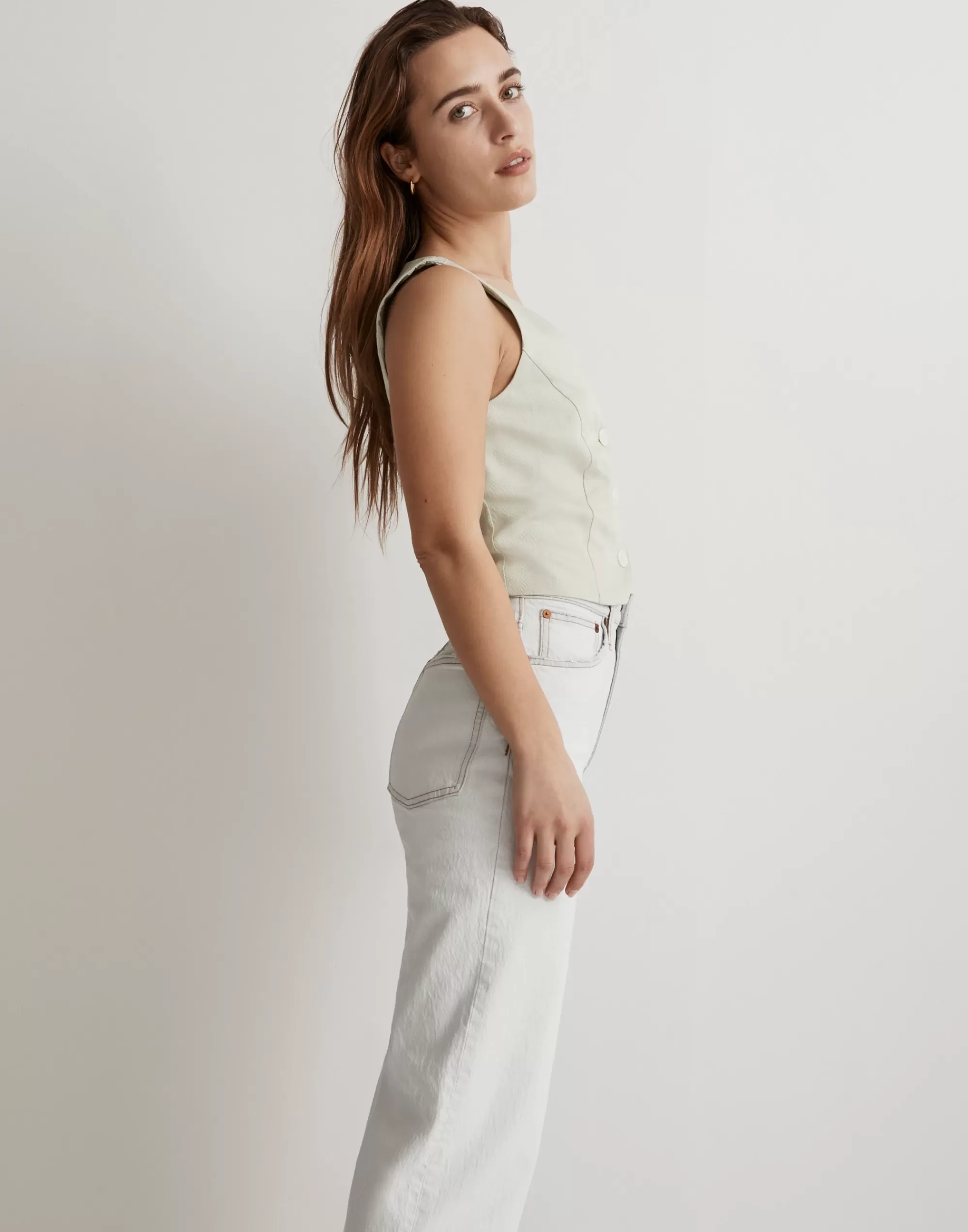 Madewell Suits>Katrina Crop Vest Top Green Opal