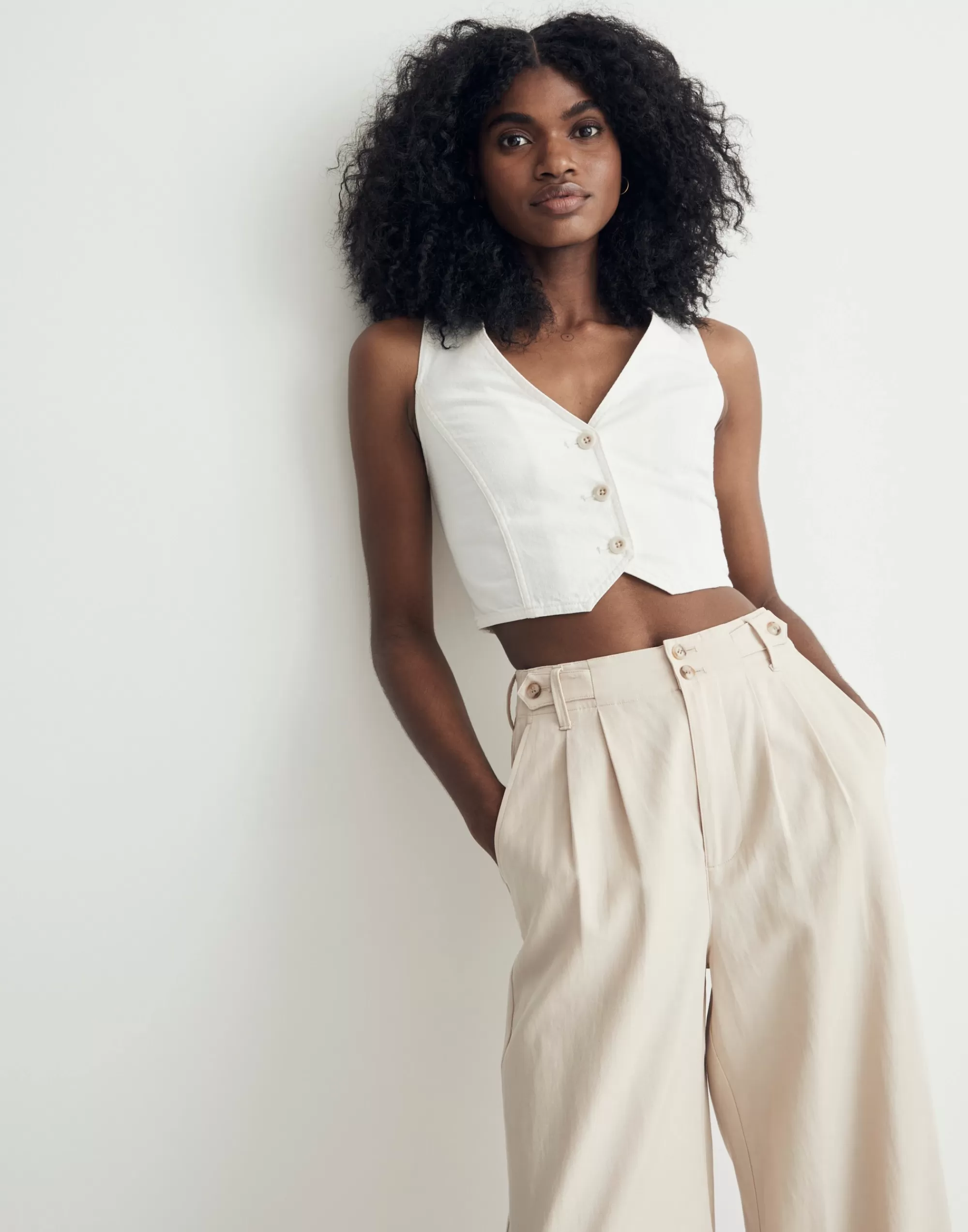 Madewell Tops & Shirts>Katrina Denim Crop Vest Top In Tile White