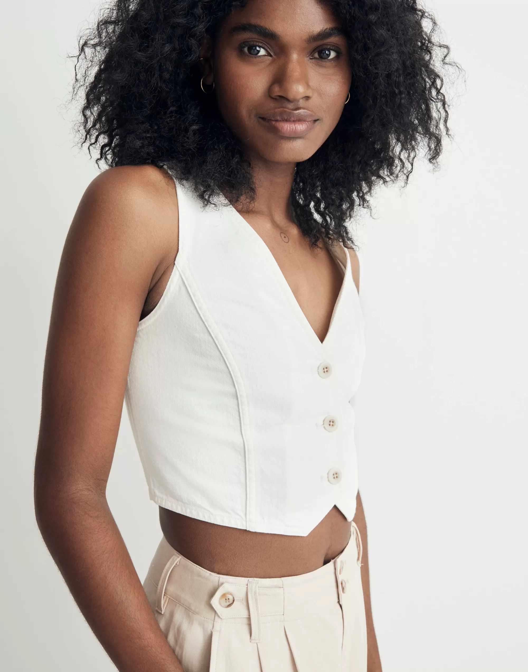 Madewell Tops & Shirts>Katrina Denim Crop Vest Top In Tile White