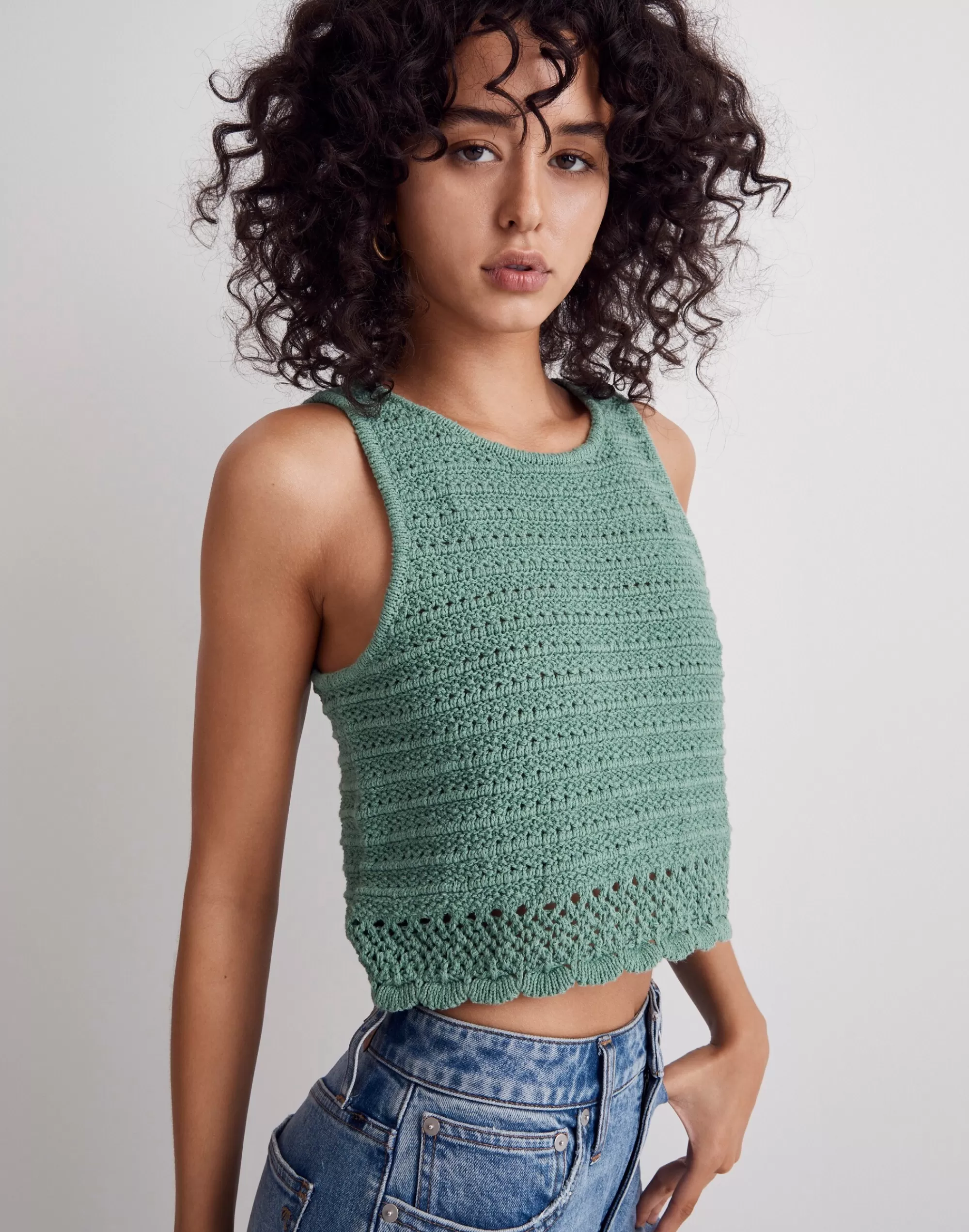 Madewell Sweaters>Kellen Crocheted Sweater Tank Trellis Green