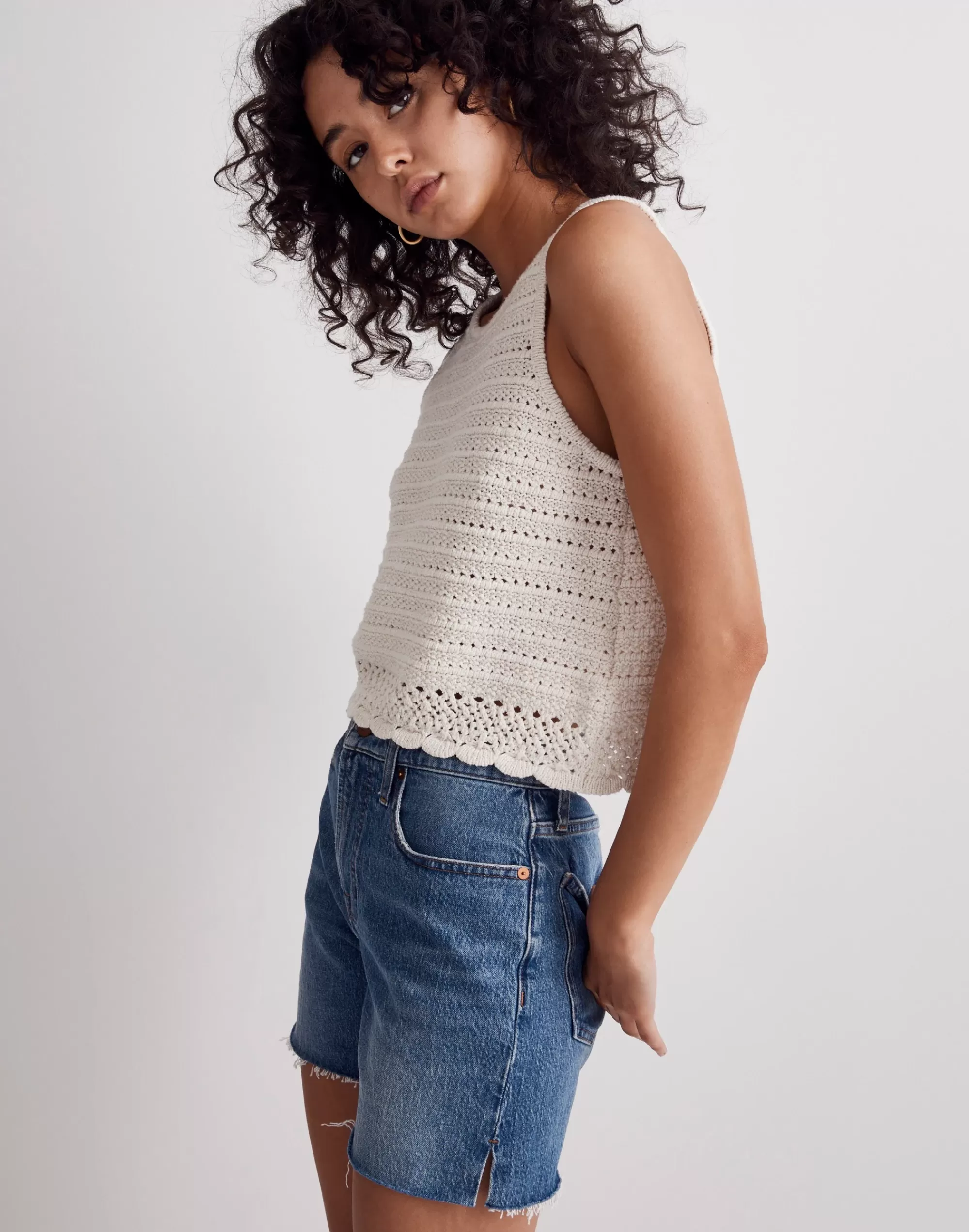 Madewell Tops & Shirts>Kellen Crocheted Sweater Tank Marled Vanilla