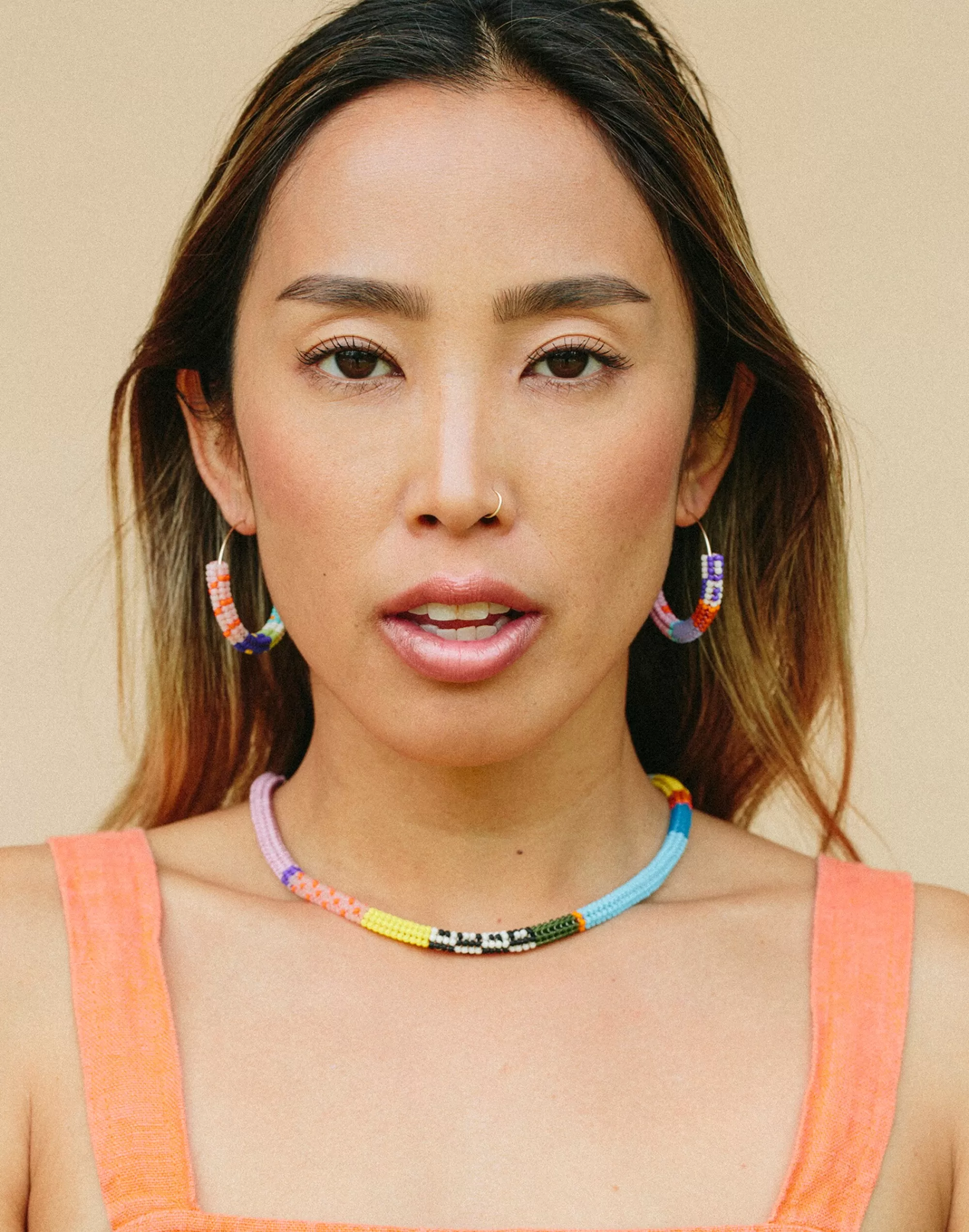 Madewell Earrings>Kisiwa Beaded Cuerda Hoop Earrings Multi