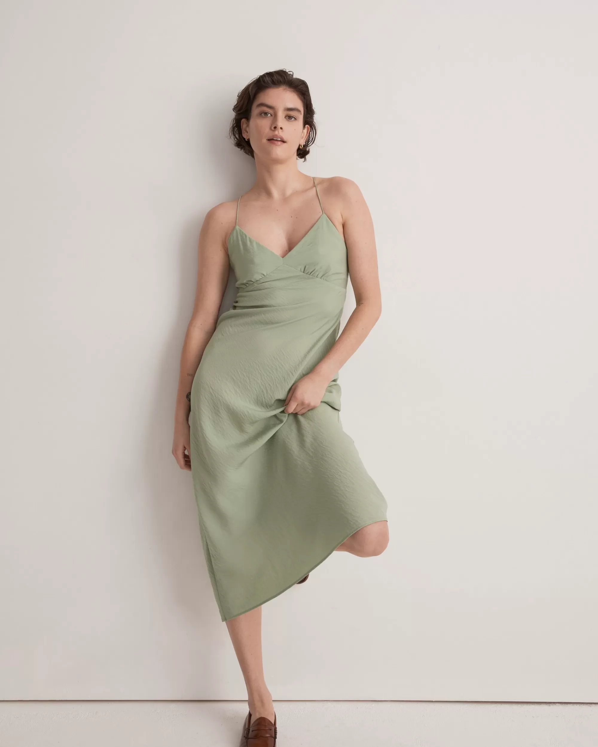 Madewell Dresses>Layton Midi Slip Dress Gatehouse Green