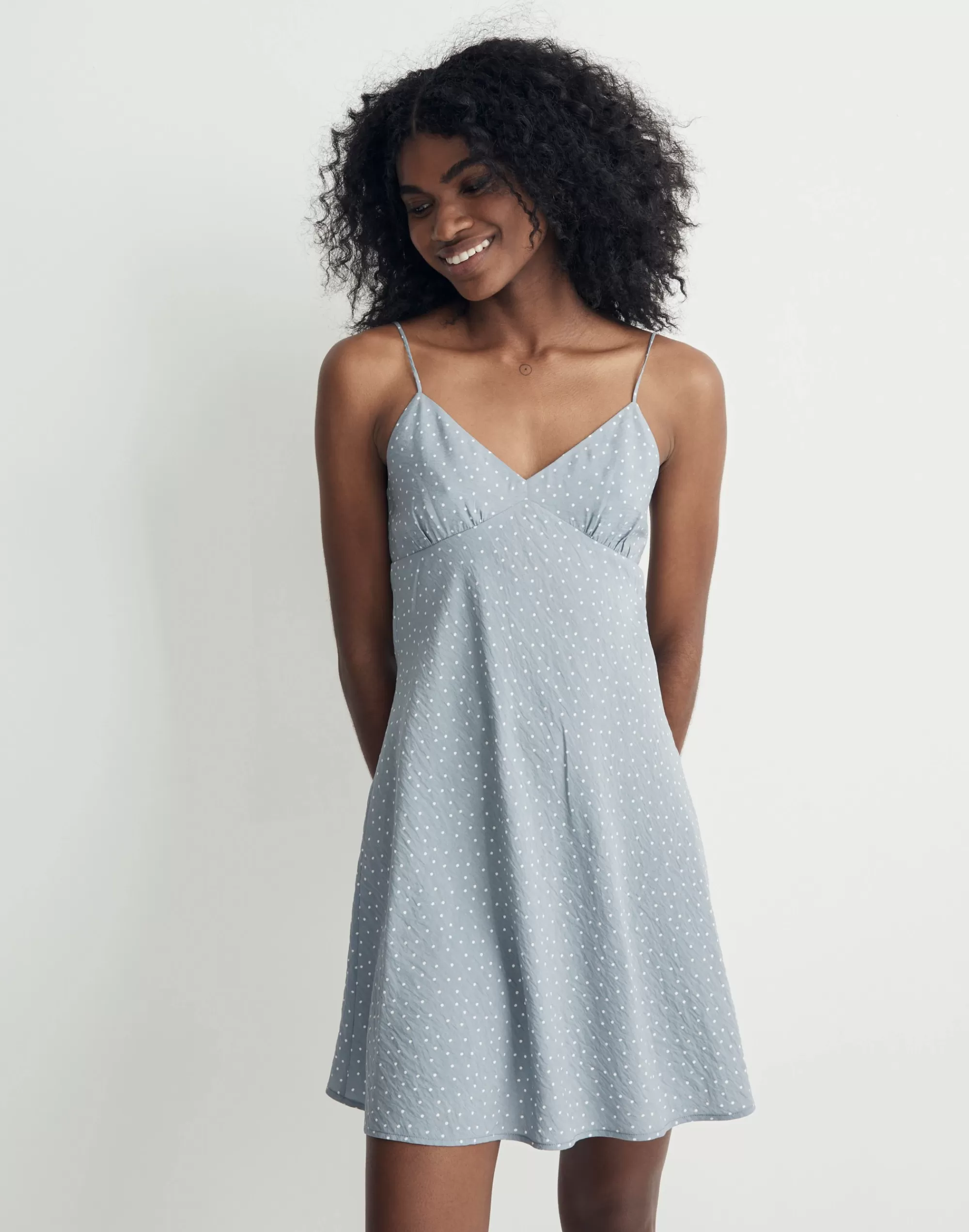 Madewell Dresses>Layton Mini Slip Dress In Dot Still Dawn