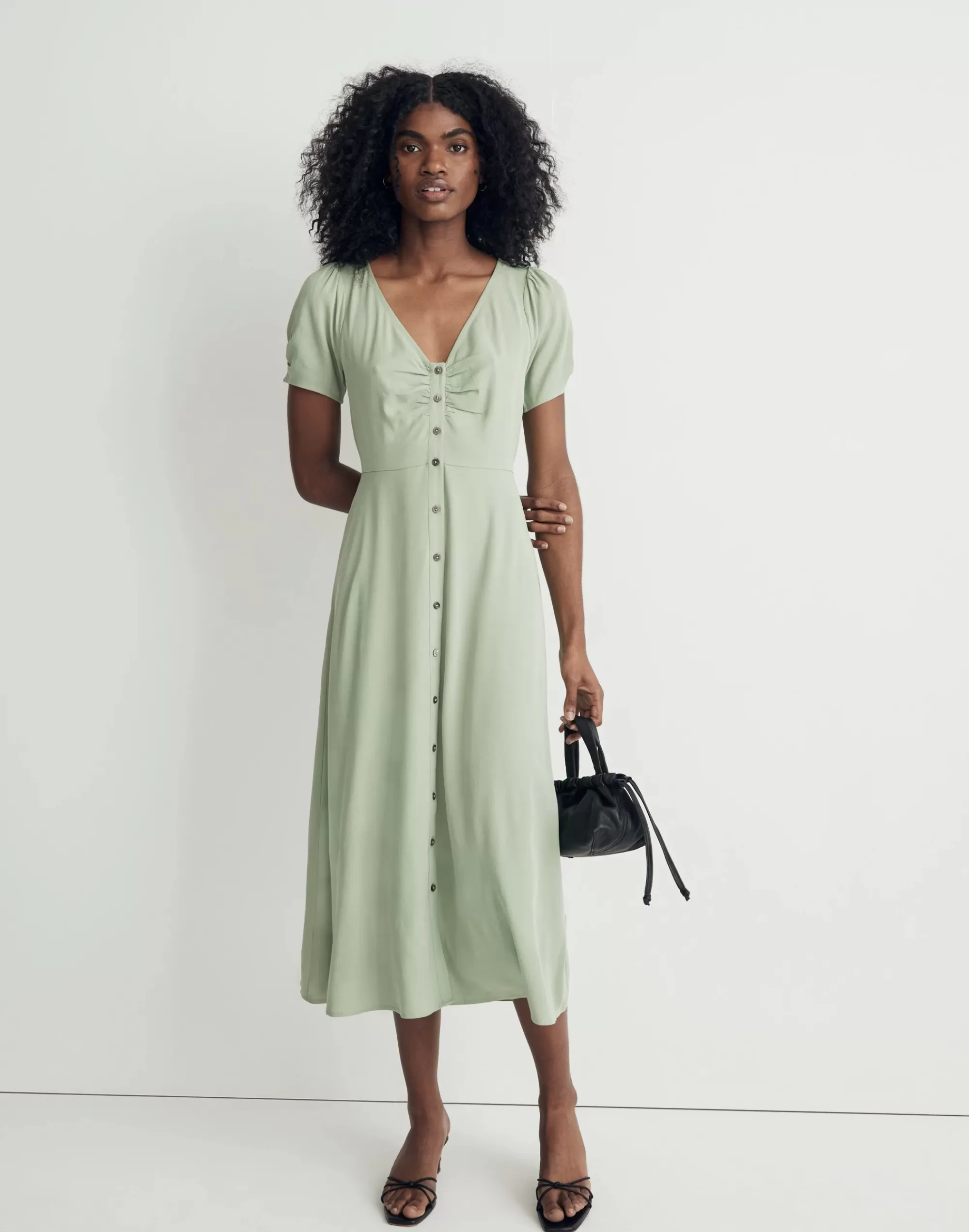 Madewell Dresses>Leedra Button-Front Midi Dress Gatehouse Green