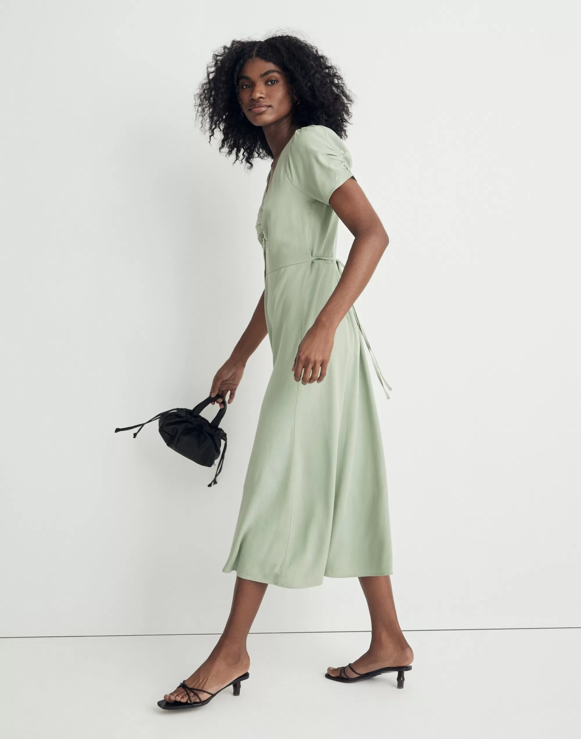 Madewell Dresses>Leedra Button-Front Midi Dress Gatehouse Green