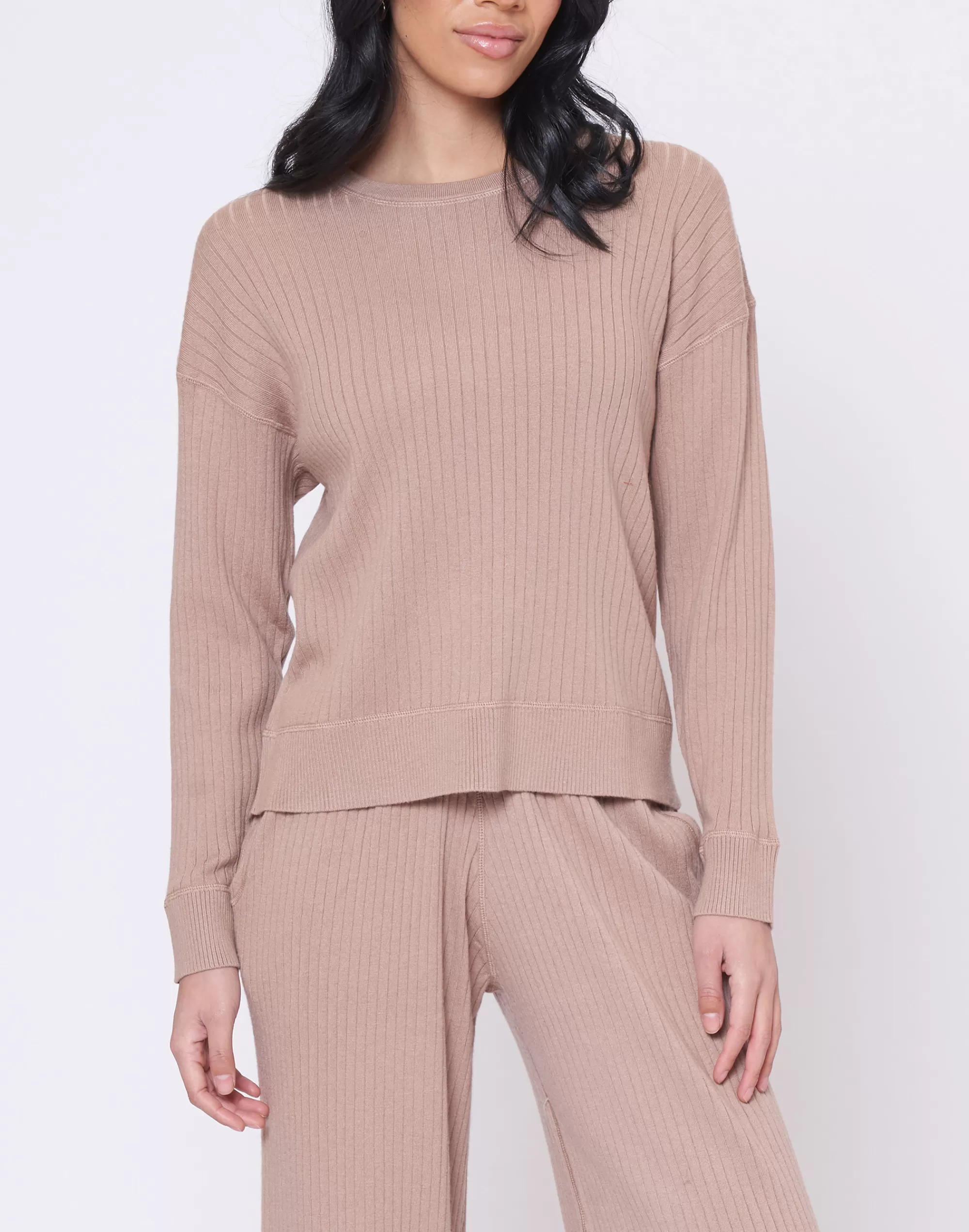 Madewell Sweatshirts & Sweatpants>Leimere Rosewood Ribbed Crew Tan