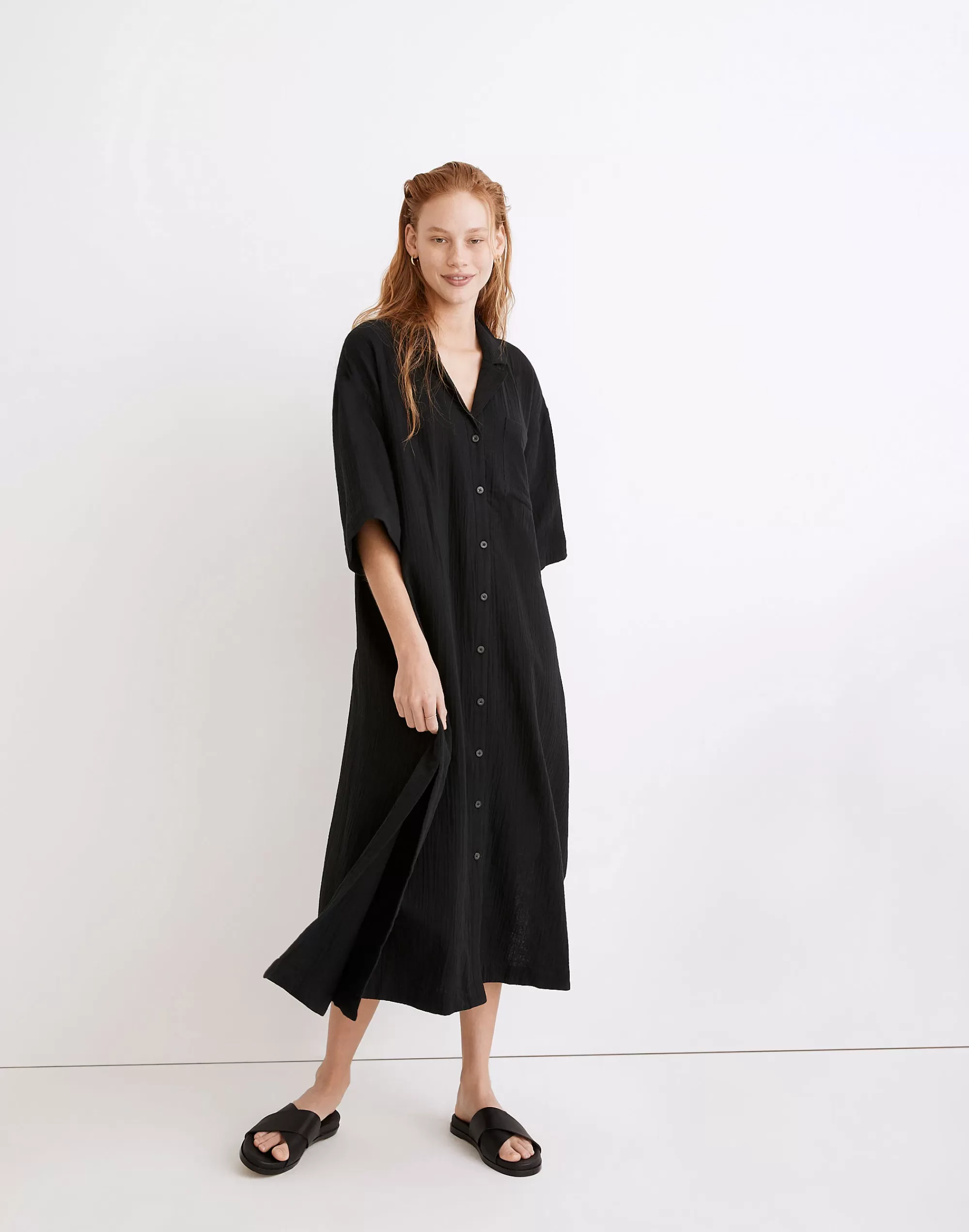 Madewell Swim>Lightestspun Cover-Up Maxi Shirtdress True Black