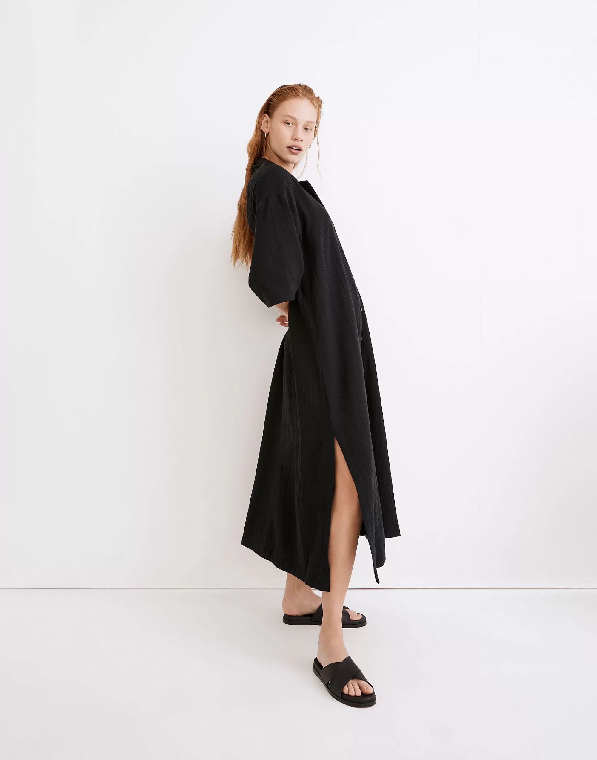 Madewell Swim>Lightestspun Cover-Up Maxi Shirtdress True Black