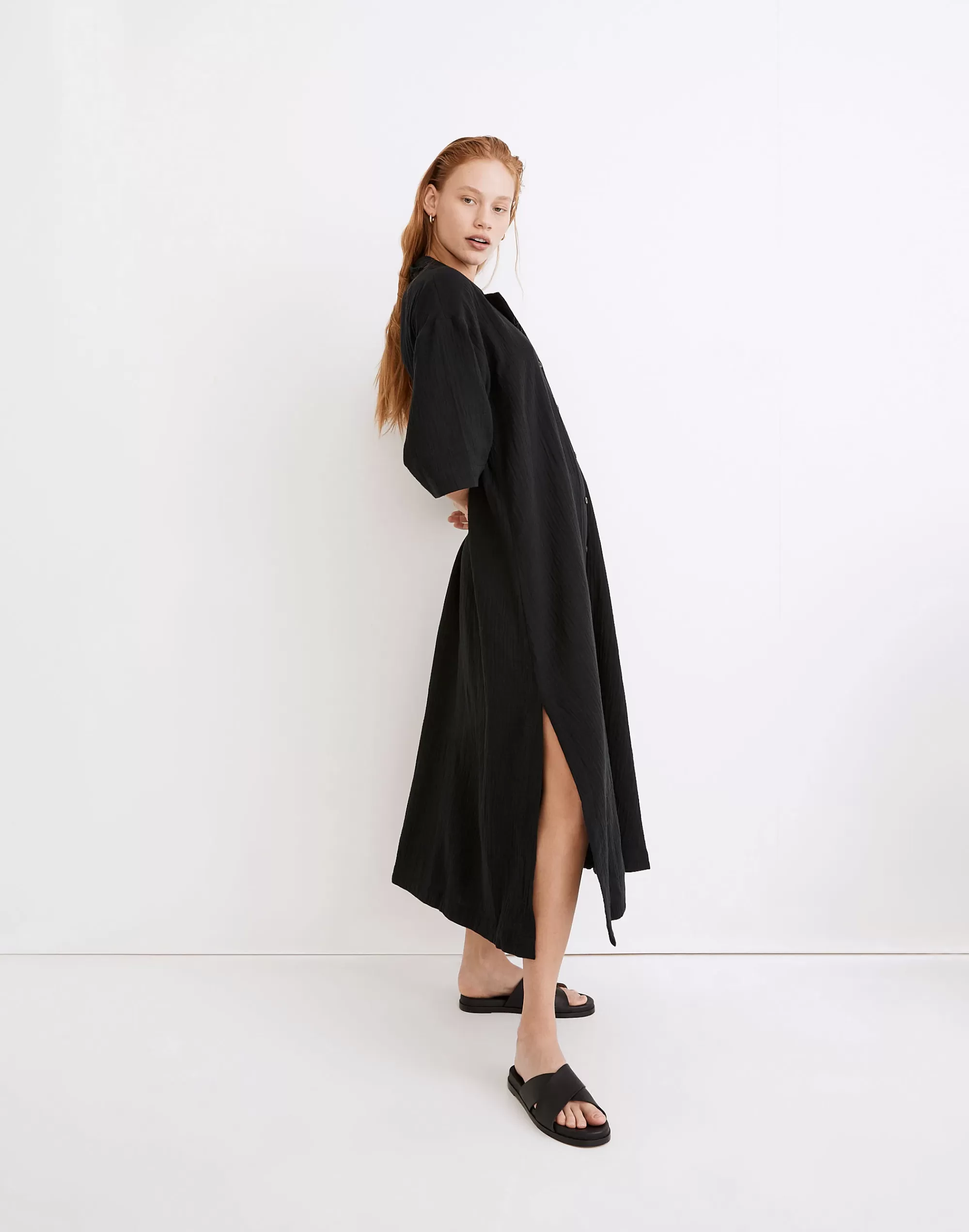 Madewell Dresses>Lightestspun Cover-Up Maxi Shirtdress True Black