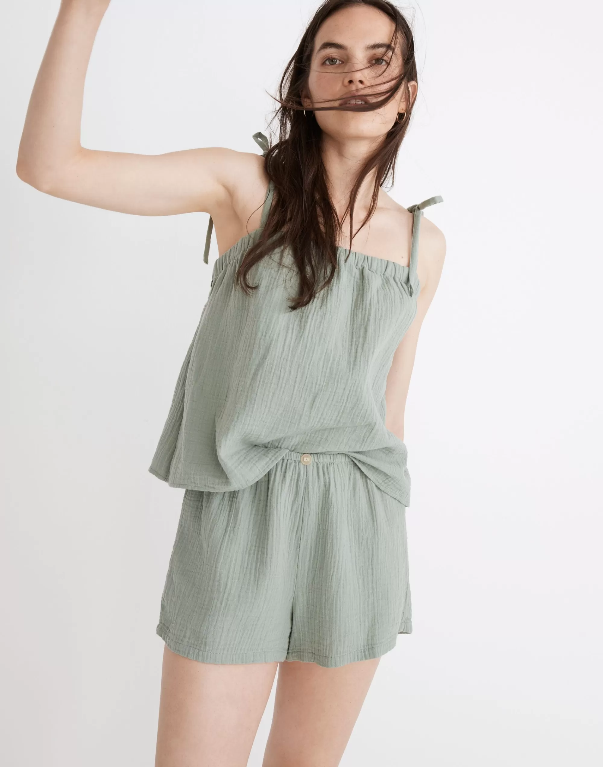 Madewell Pajamas>Lightestspun Tie-Strap Pajama Tank Frosted Sage