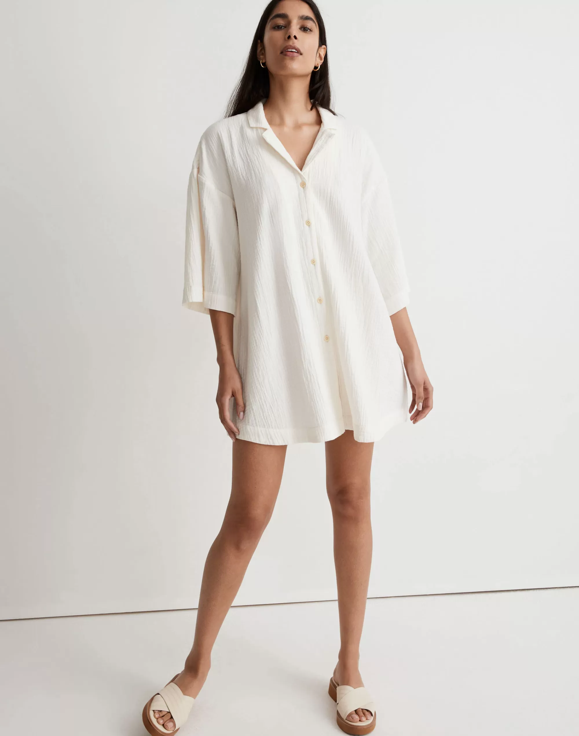 Madewell Dresses>Lightspun Cover-Up Mini Shirtdress Lighthouse