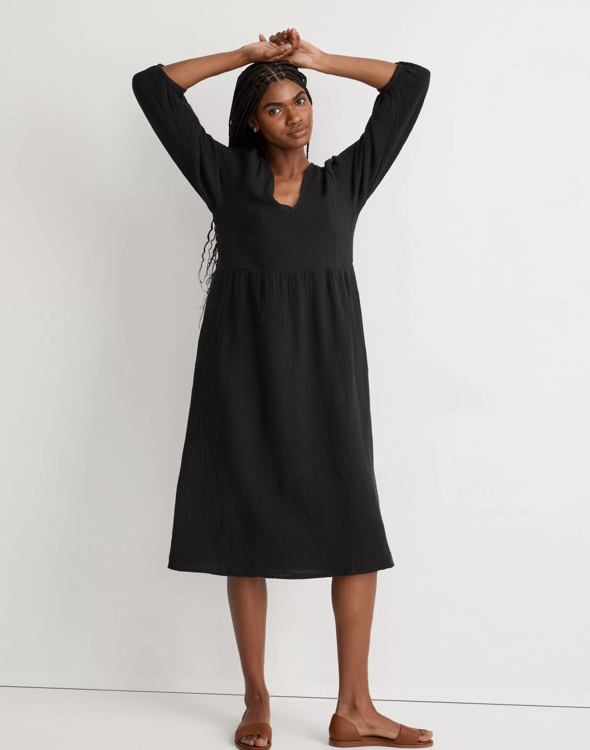 Madewell Dresses>Lightspun V-Neck Midi Dress True Black