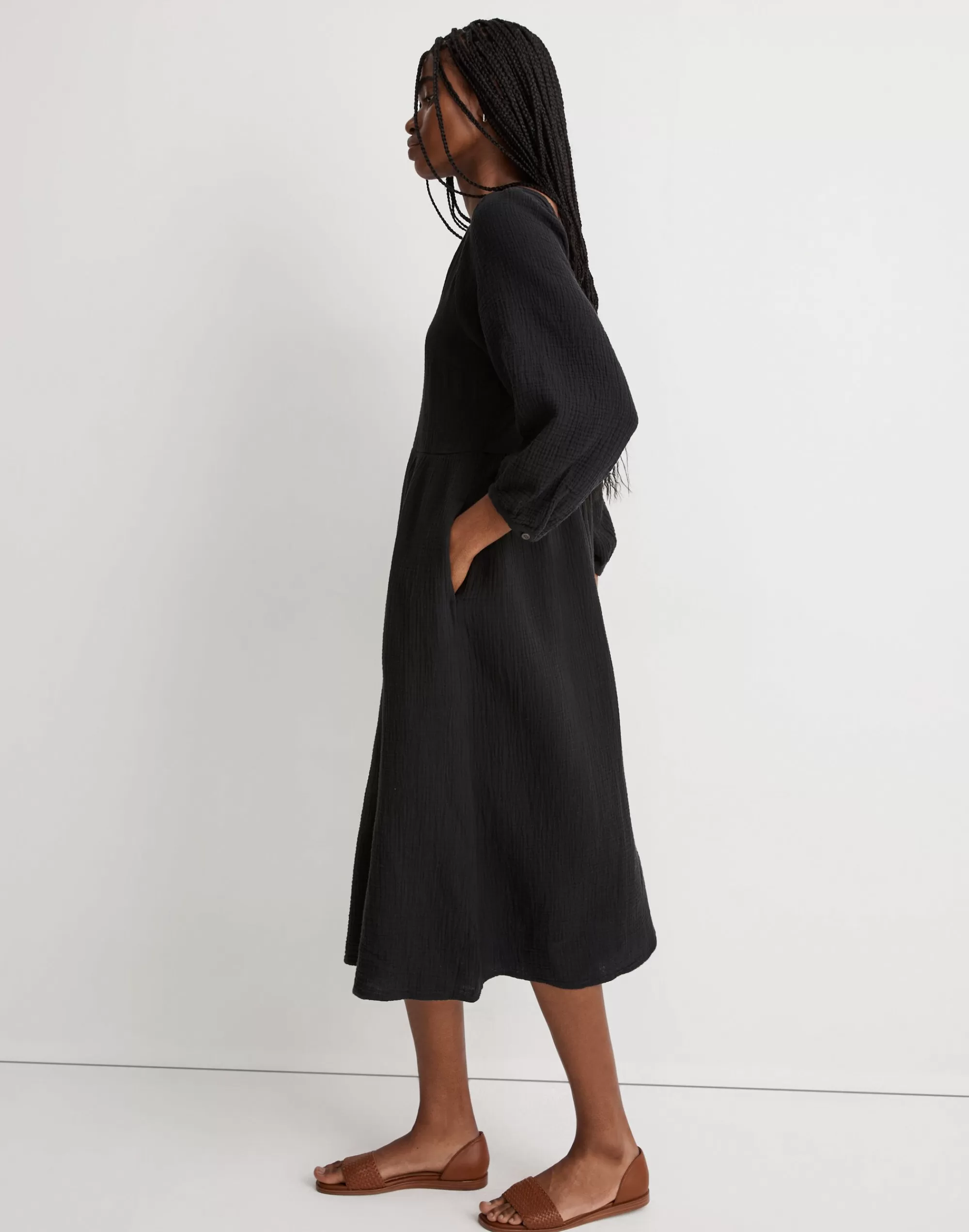 Madewell Dresses>Lightspun V-Neck Midi Dress True Black