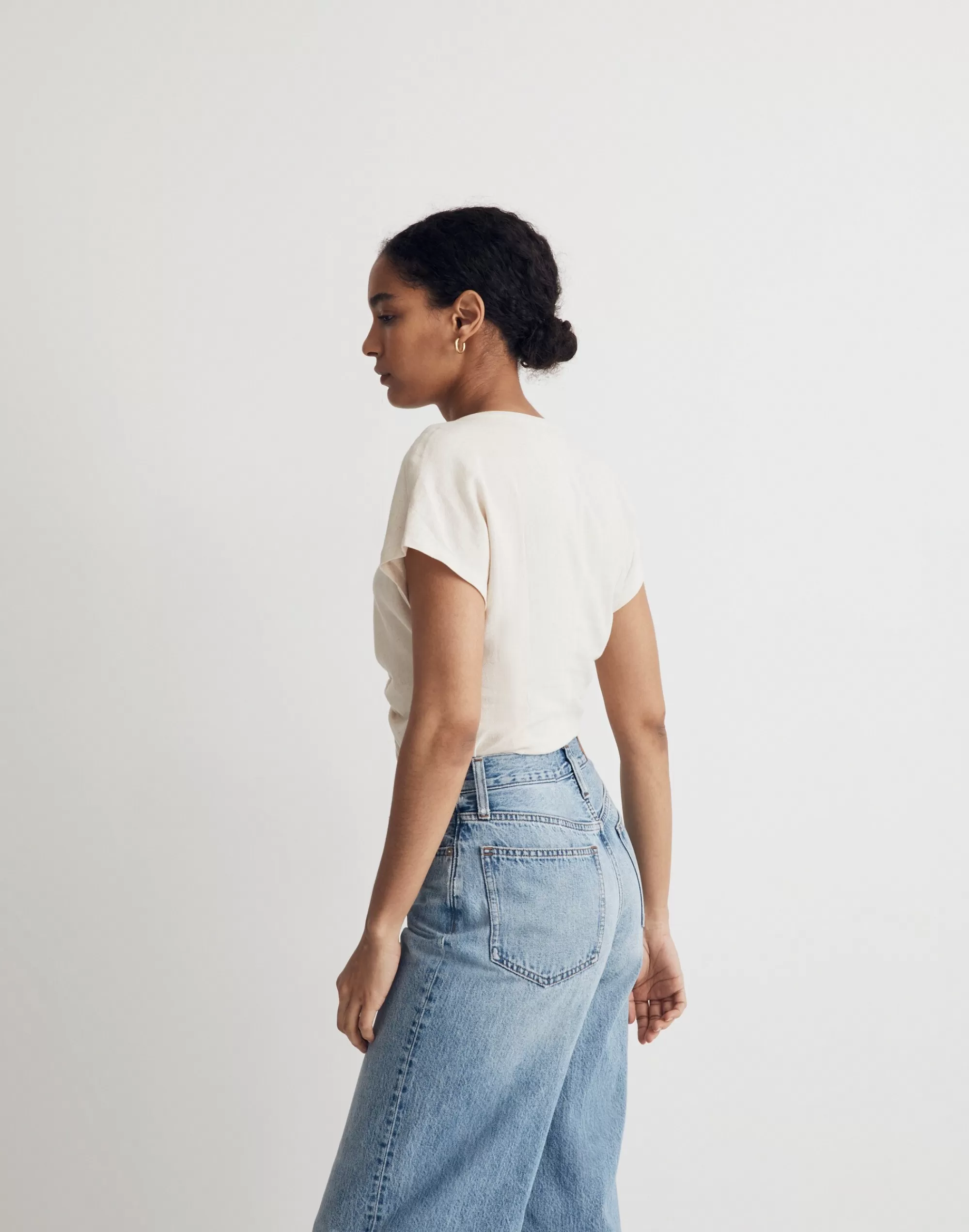 Madewell Tops & Shirts>Linen-Blend Ruched Button-Front Top Natural Undyed