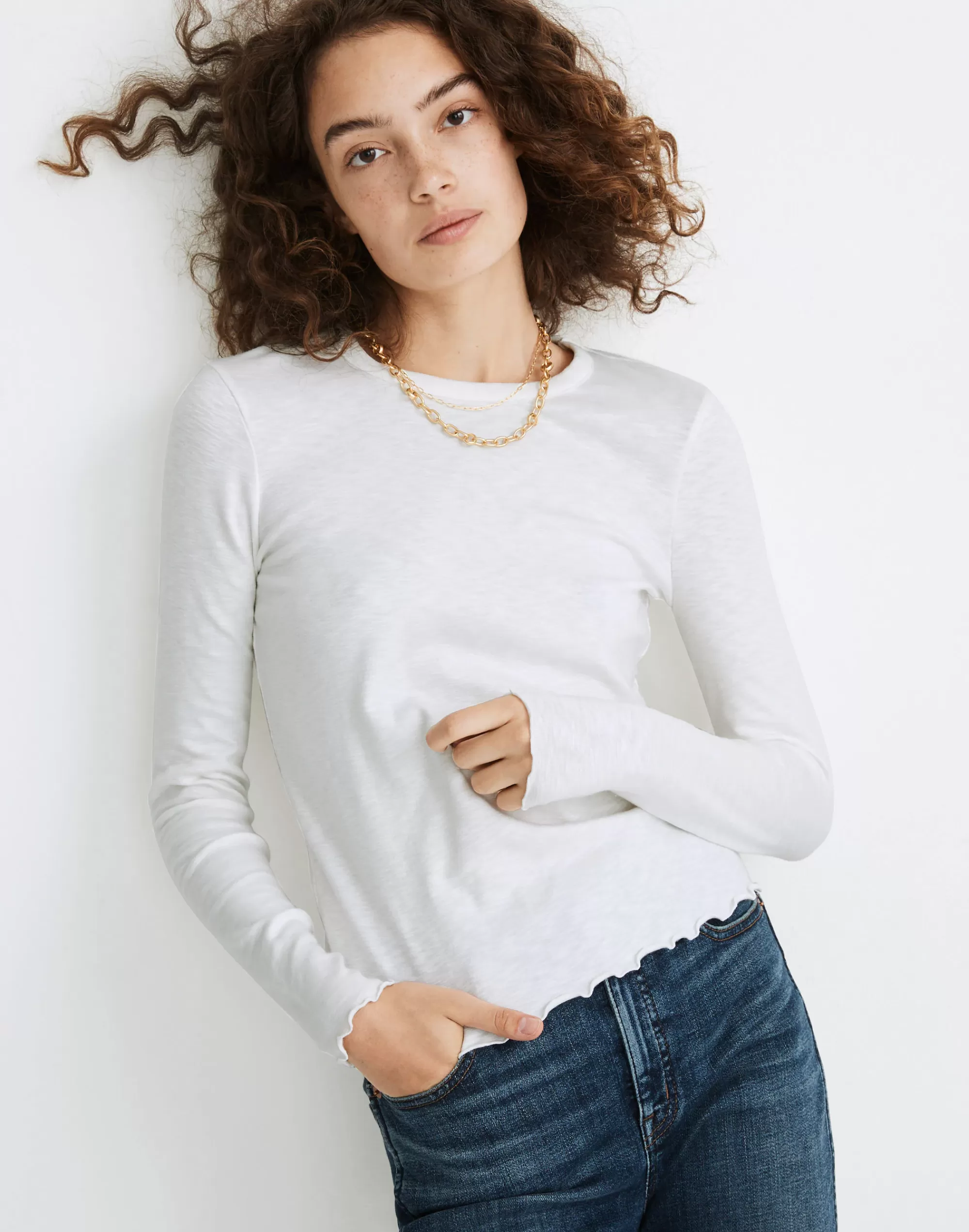 Madewell Tees>Long-Sleeve Baby Tee Bright Ivory